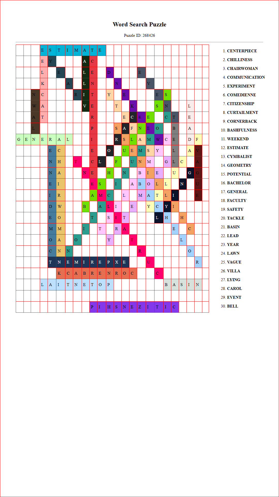 Solution of Printable word search puzzle for adults 297 (Puzzle id: 268426) Document