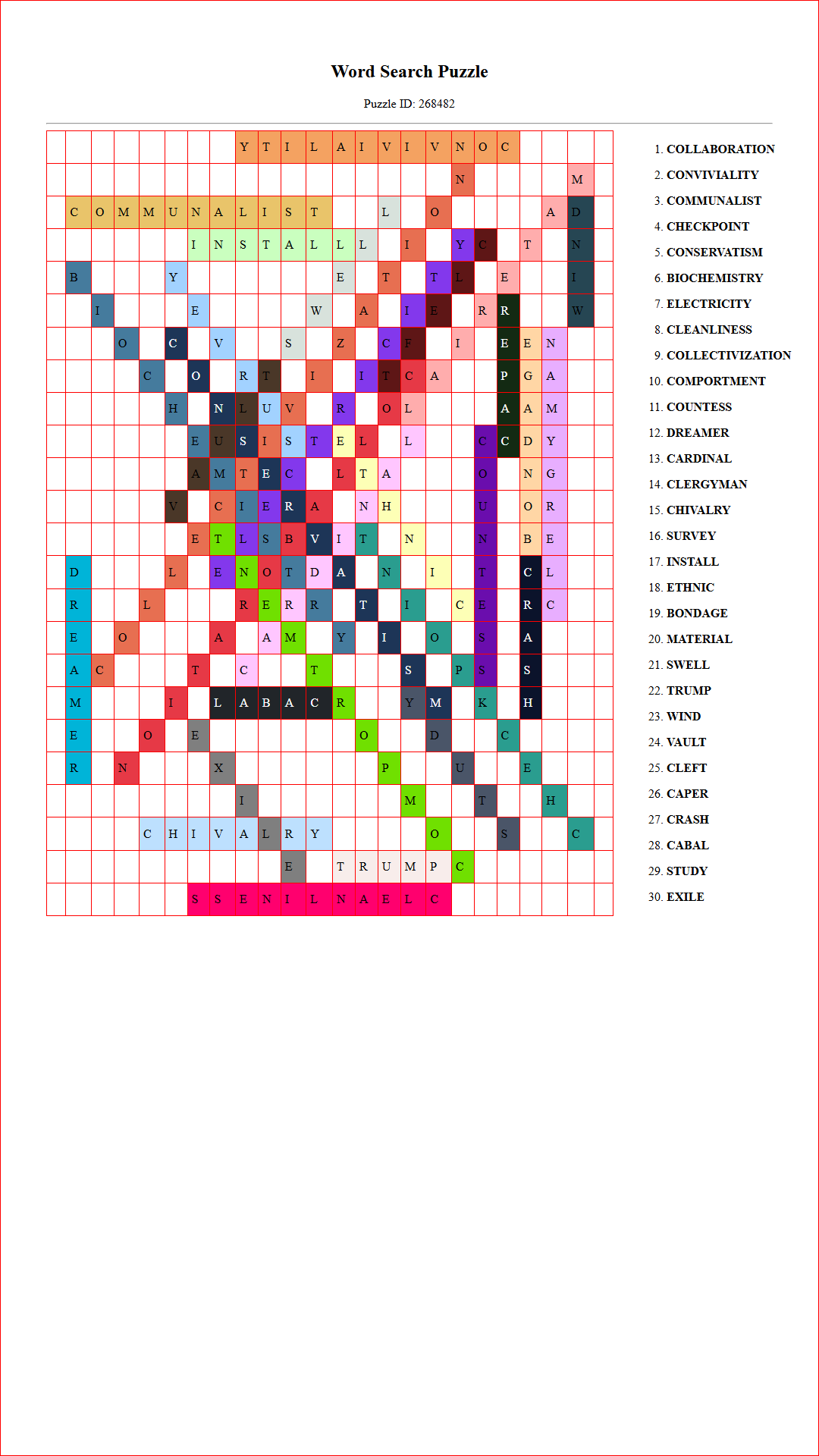 Solution of Printable word search puzzle for adults 47 (Puzzle id: 268482) Document