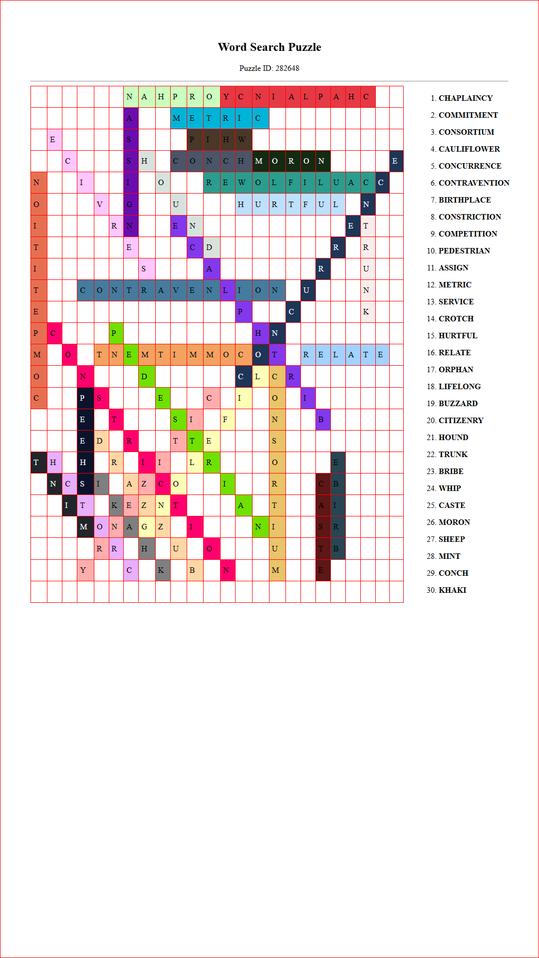 Solution of Printable word search puzzle for adults 486 (Puzzle id: 282648) Document