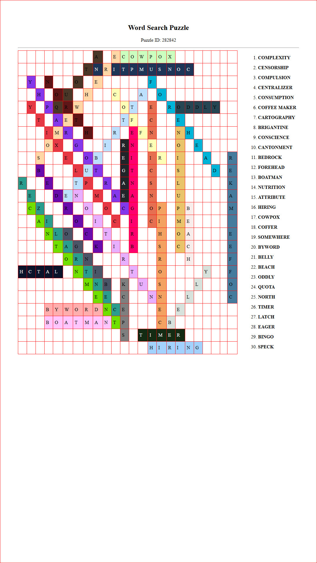 Solution of Printable word search puzzle for adults 257 (Puzzle id: 282842) Document