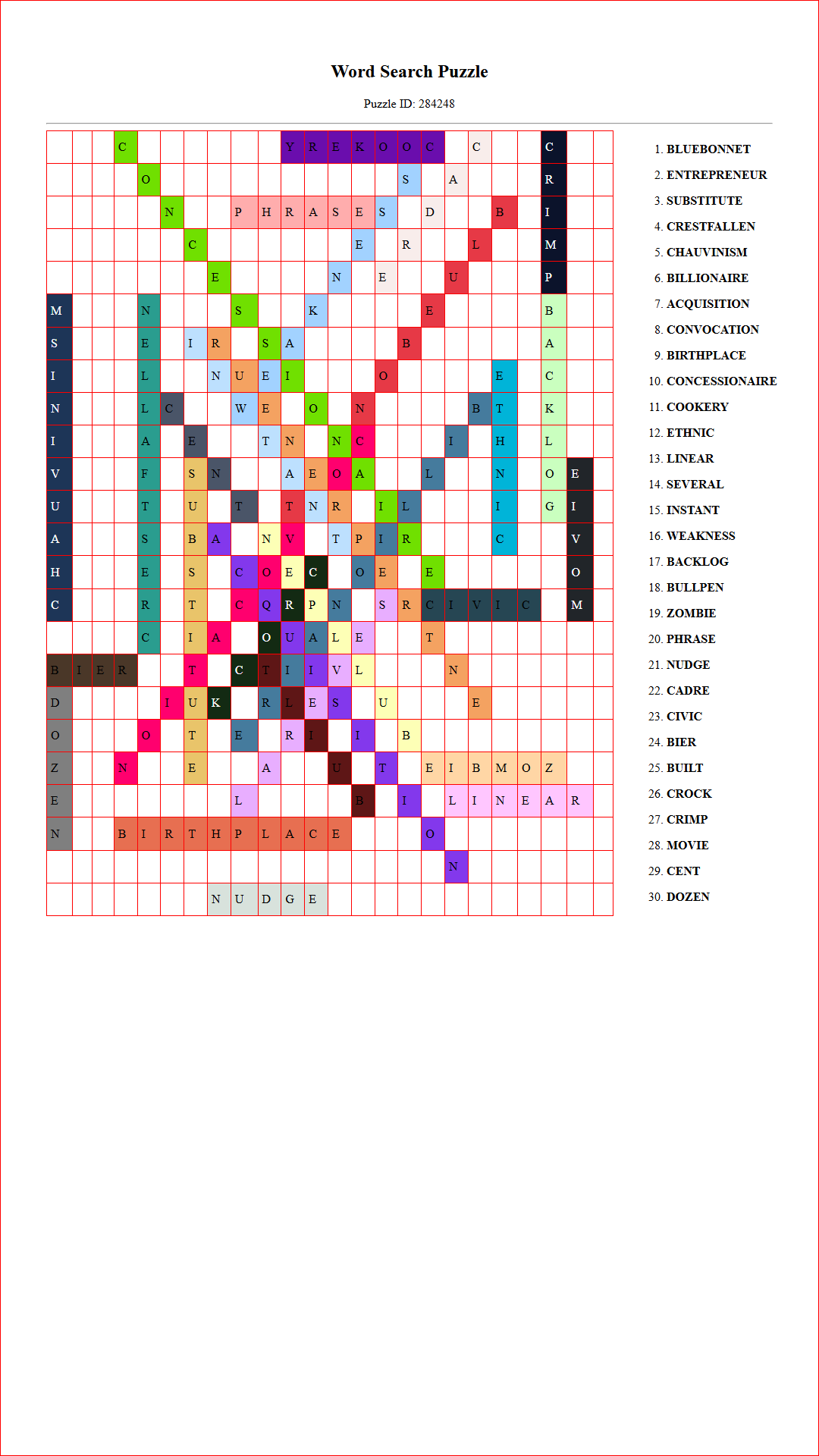 Solution of Printable word search puzzle for adults 46 (Puzzle id: 284248) Document