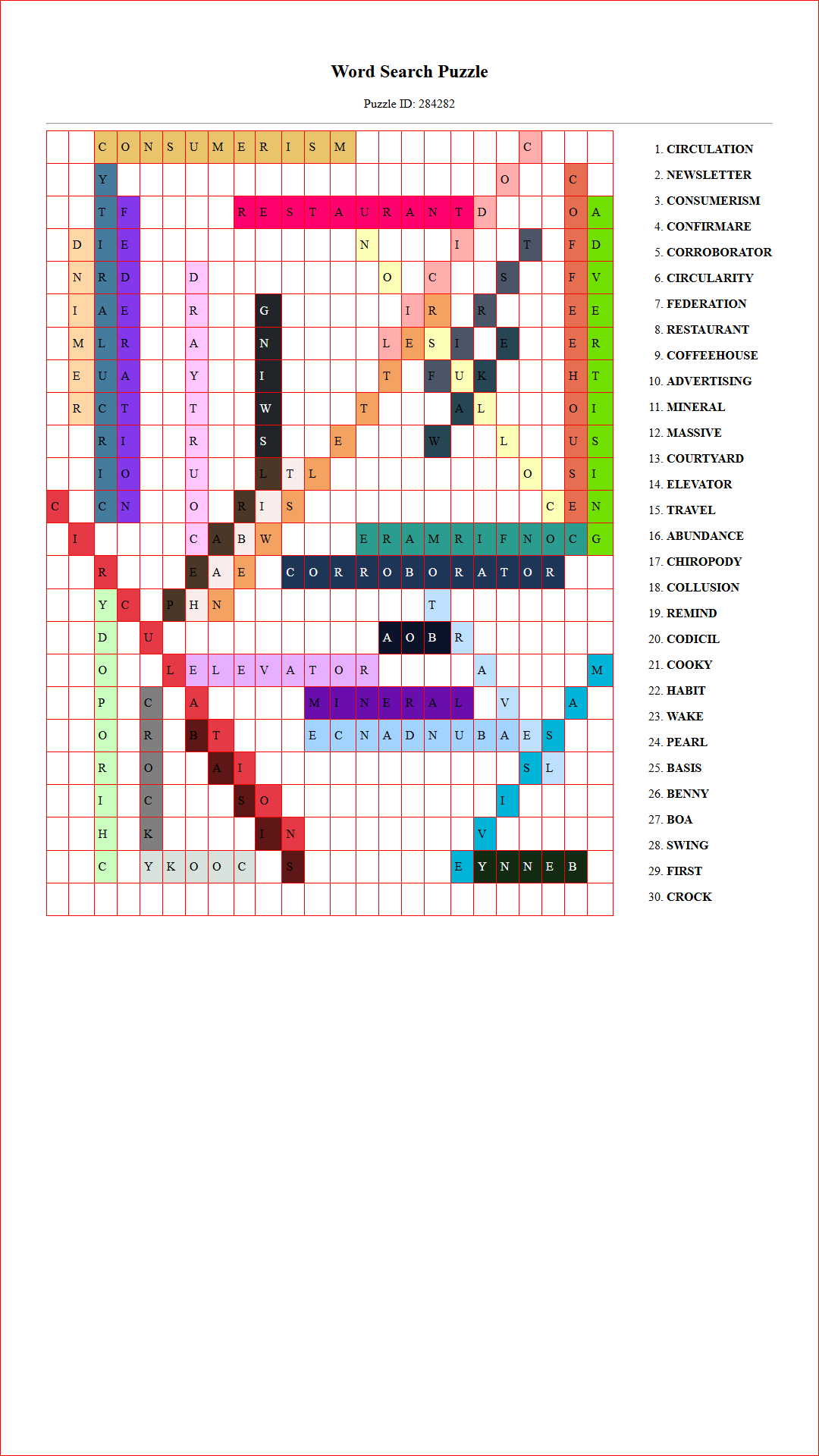 Solution of Printable word search puzzle for adults 322 (Puzzle id: 284282) Document