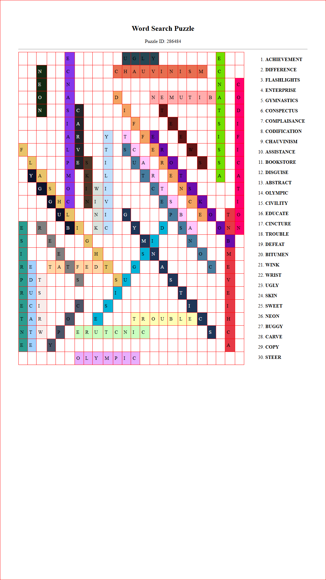 Solution of Printable word search puzzle for adults 25 (Puzzle id: 286484) Document