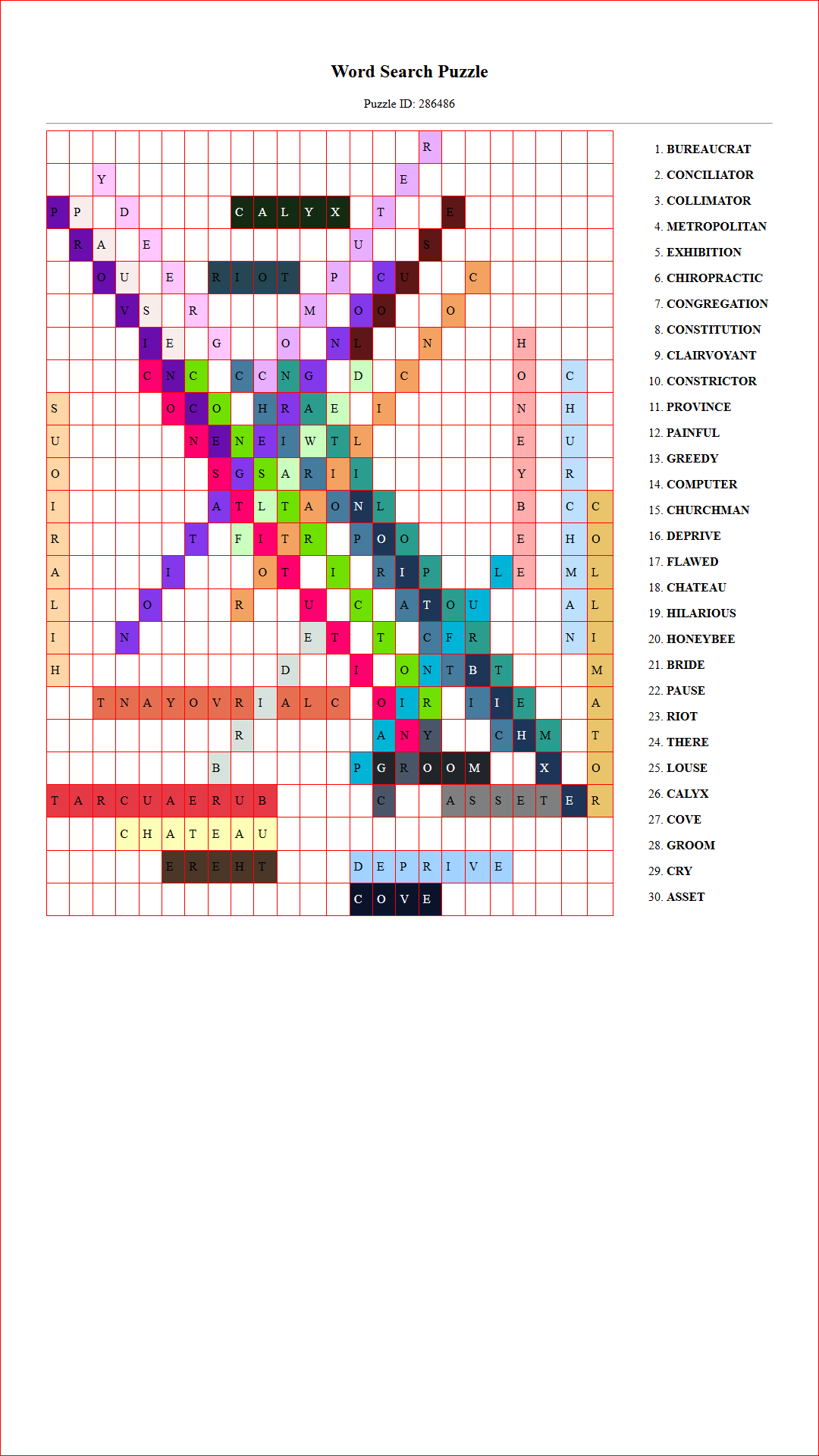 Solution of Printable word search puzzle for adults 60 (Puzzle id: 286486) Document