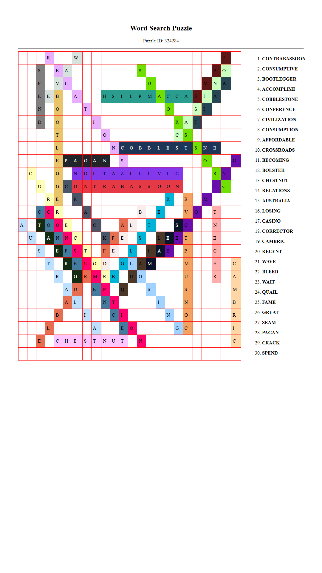 Solution of Printable word search puzzle for adults 112 (Puzzle id: 324284) Document
