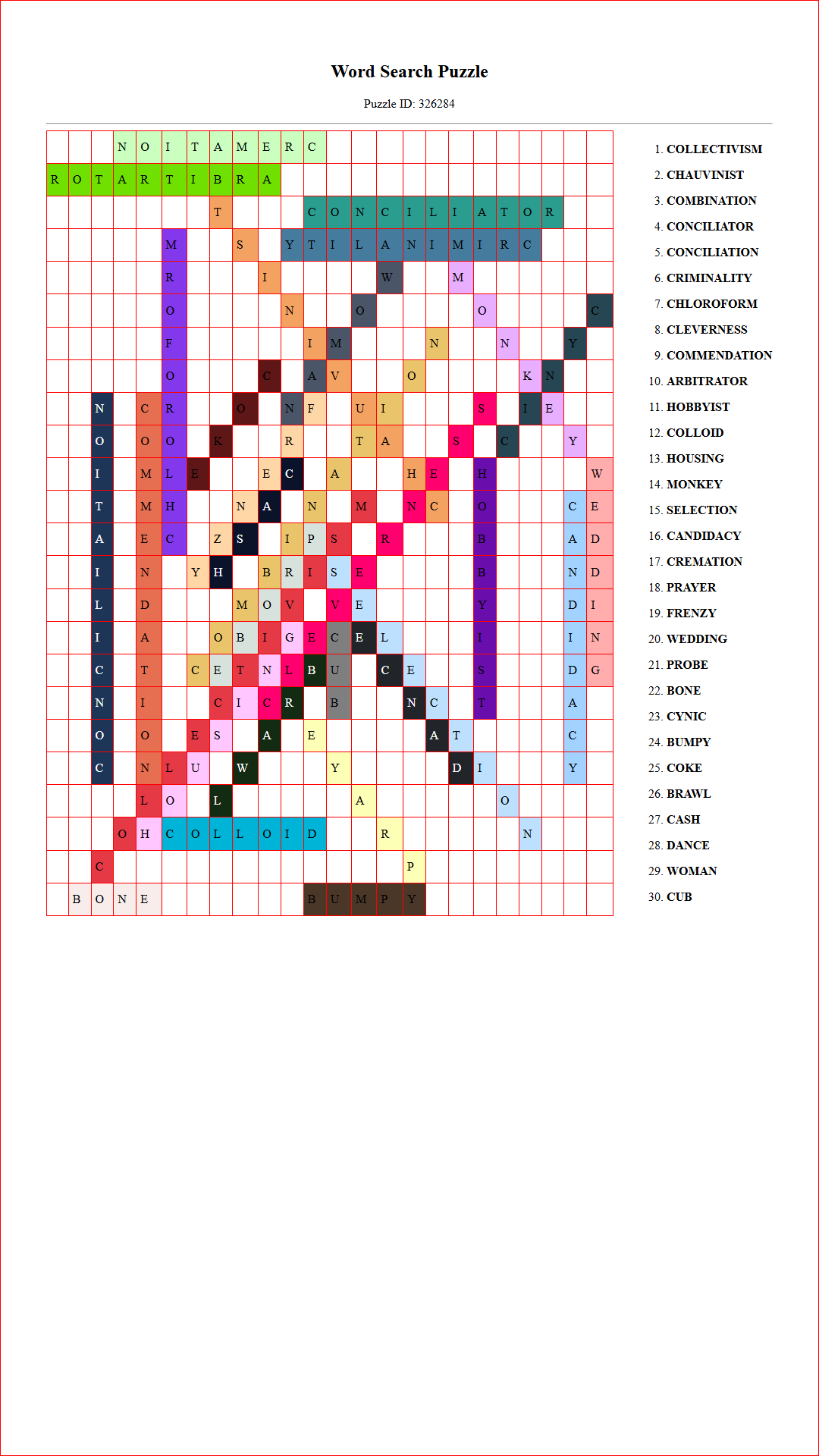 Solution of Printable word search puzzle for adults 500 (Puzzle id: 326284) Document