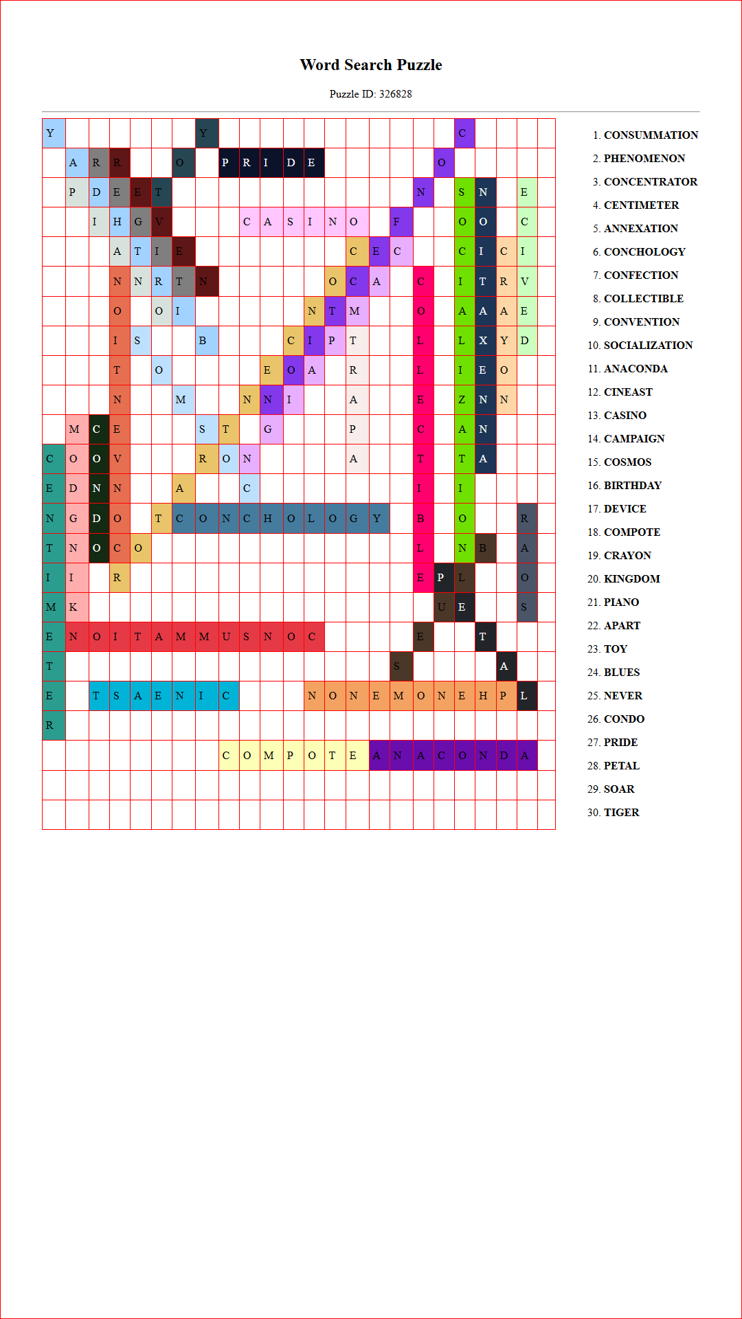 Solution of Printable word search puzzle for adults 10 (Puzzle id: 326828) Document