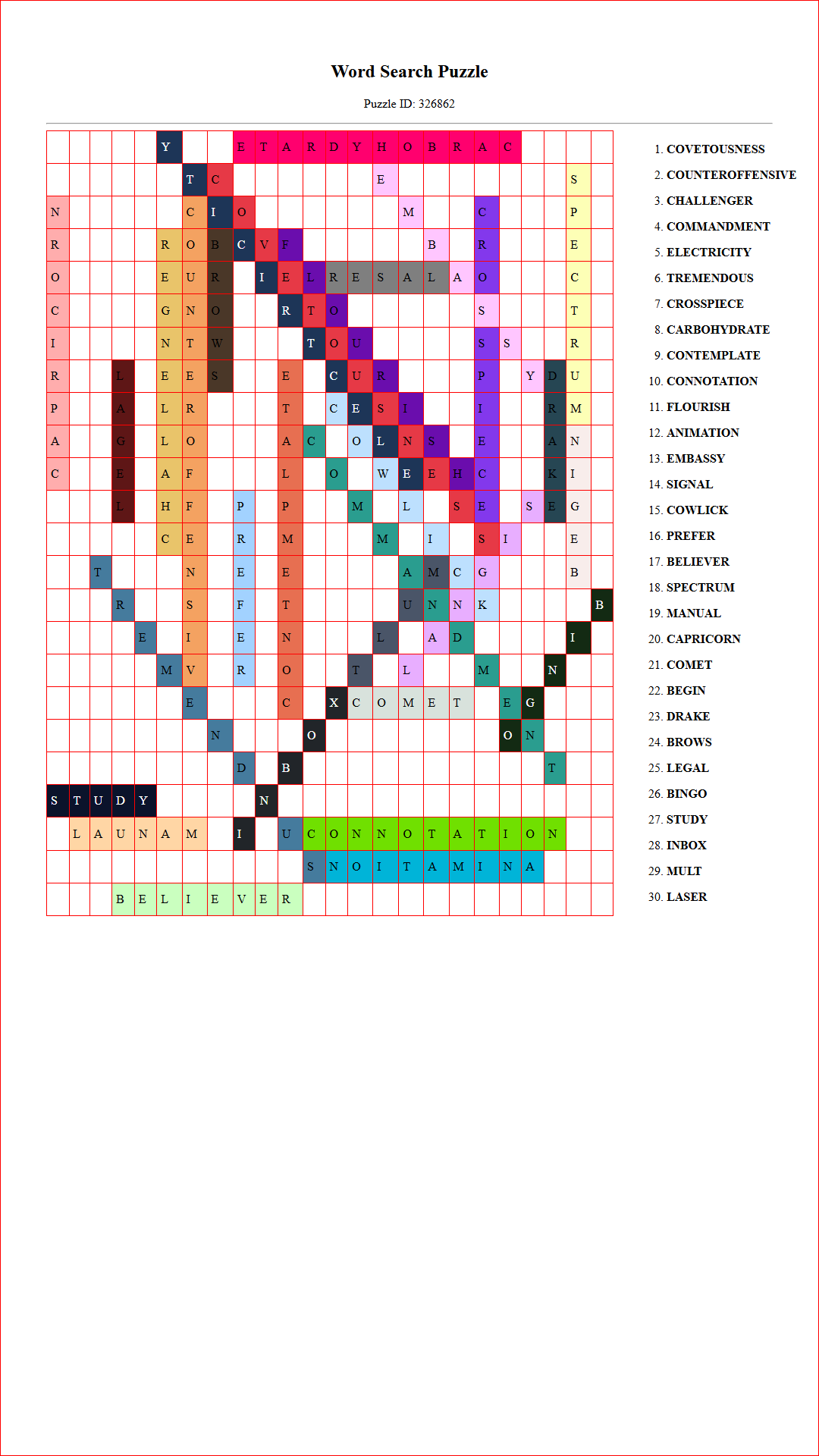 Solution of Printable word search puzzle for adults 207 (Puzzle id: 326862) Document