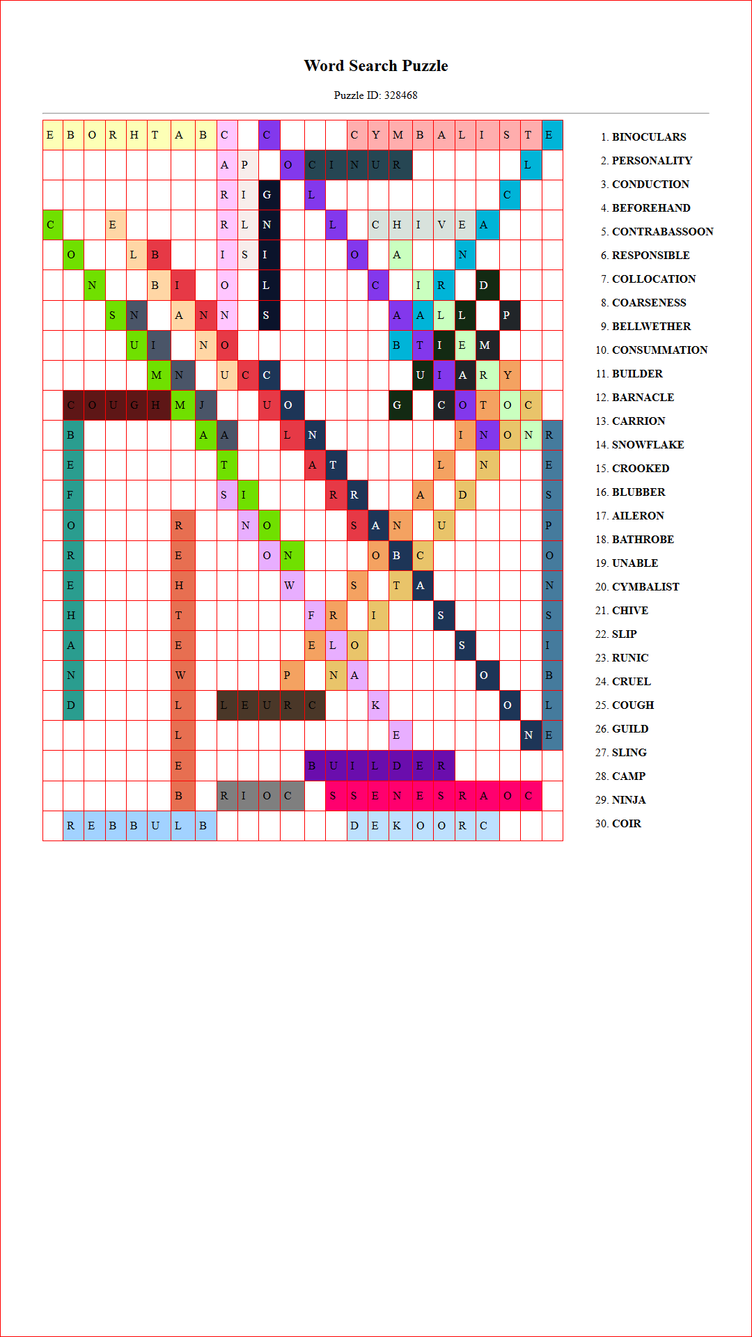 Solution of Printable word search puzzle for adults 164 (Puzzle id: 328468) Document