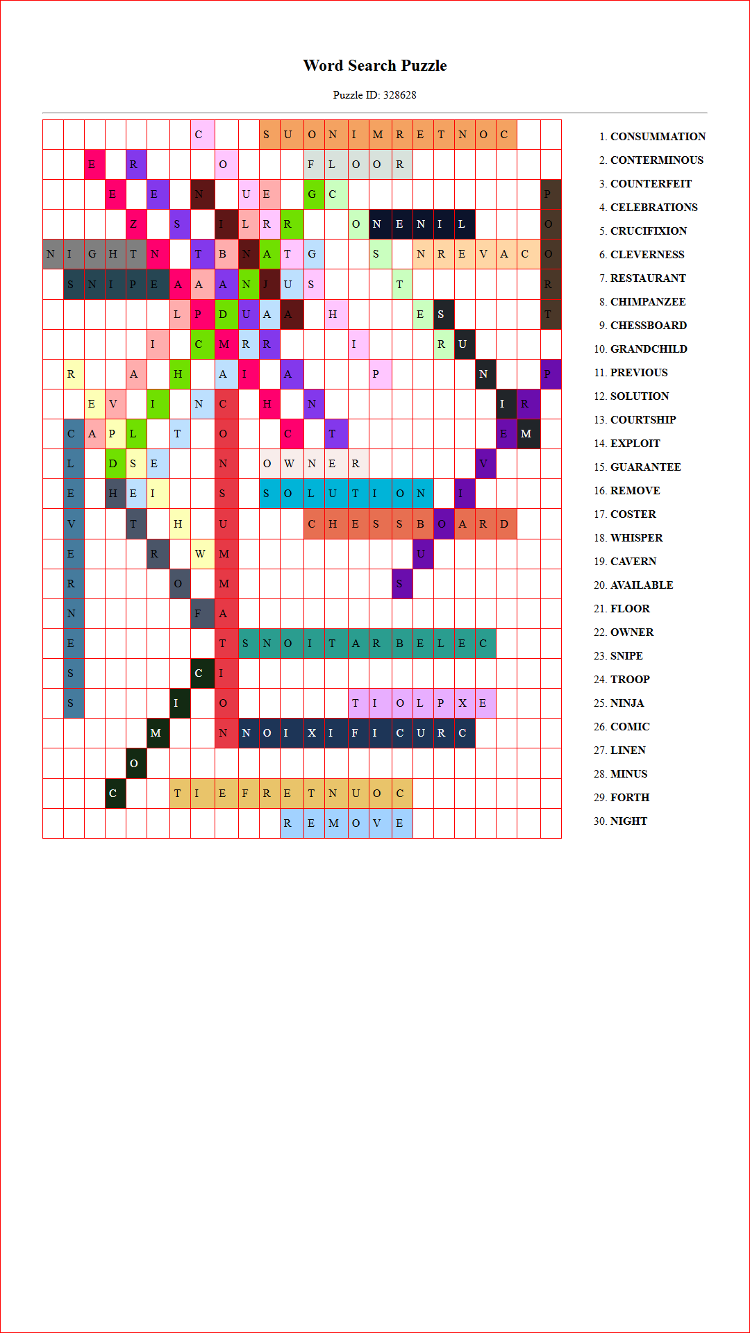 Solution of Printable word search puzzle for adults 149 (Puzzle id: 328628) Document