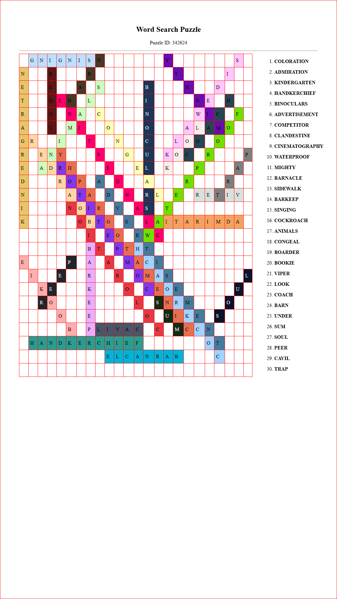Solution of Printable word search puzzle for adults 98 (Puzzle id: 342624) Document
