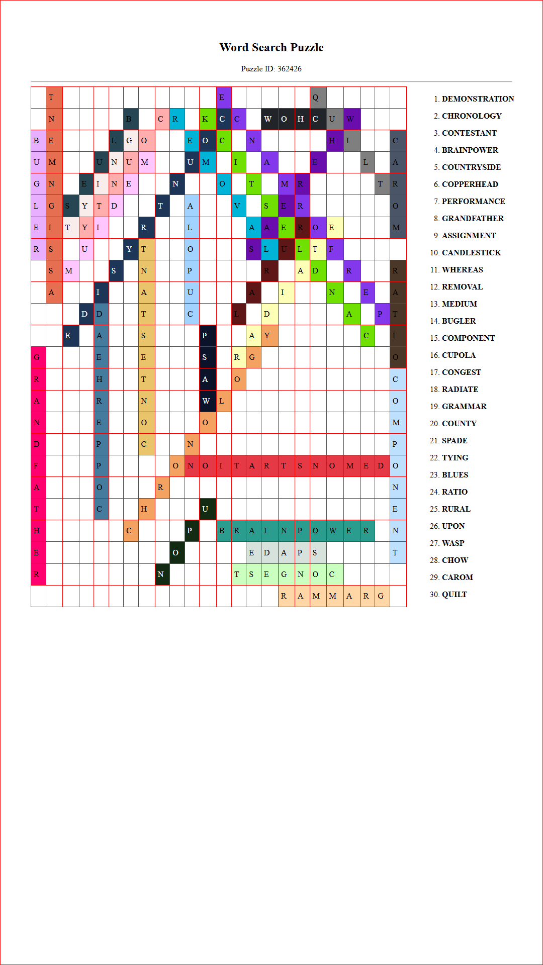 Solution of Printable word search puzzle for adults 383 (Puzzle id: 362426) Document