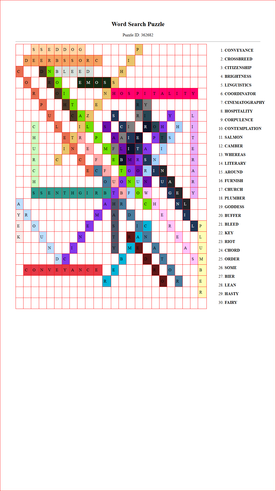 Solution of Printable word search puzzle for adults 139 (Puzzle id: 362682) Document