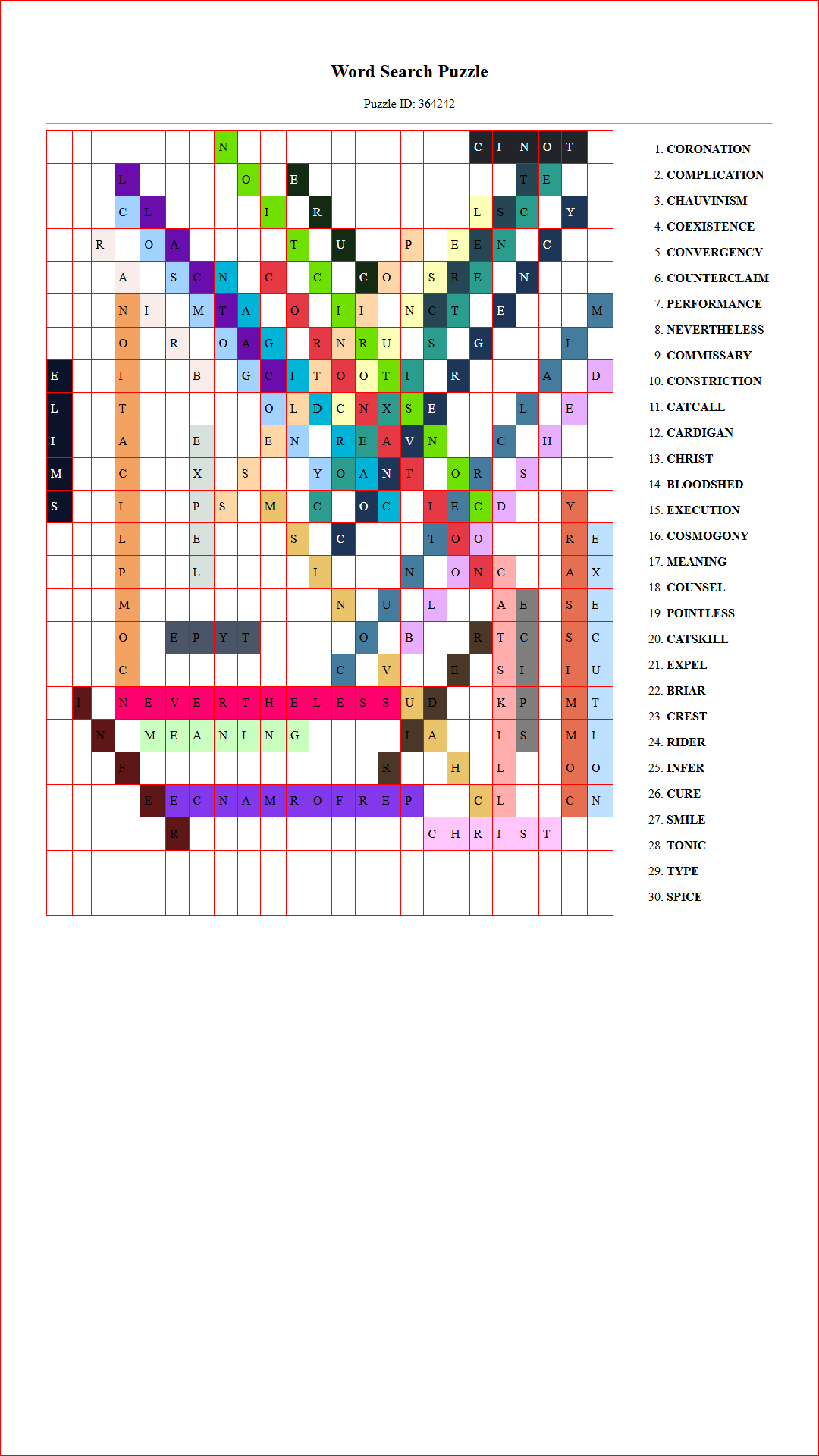 Solution of Printable word search puzzle for adults 148 (Puzzle id: 364242) Document