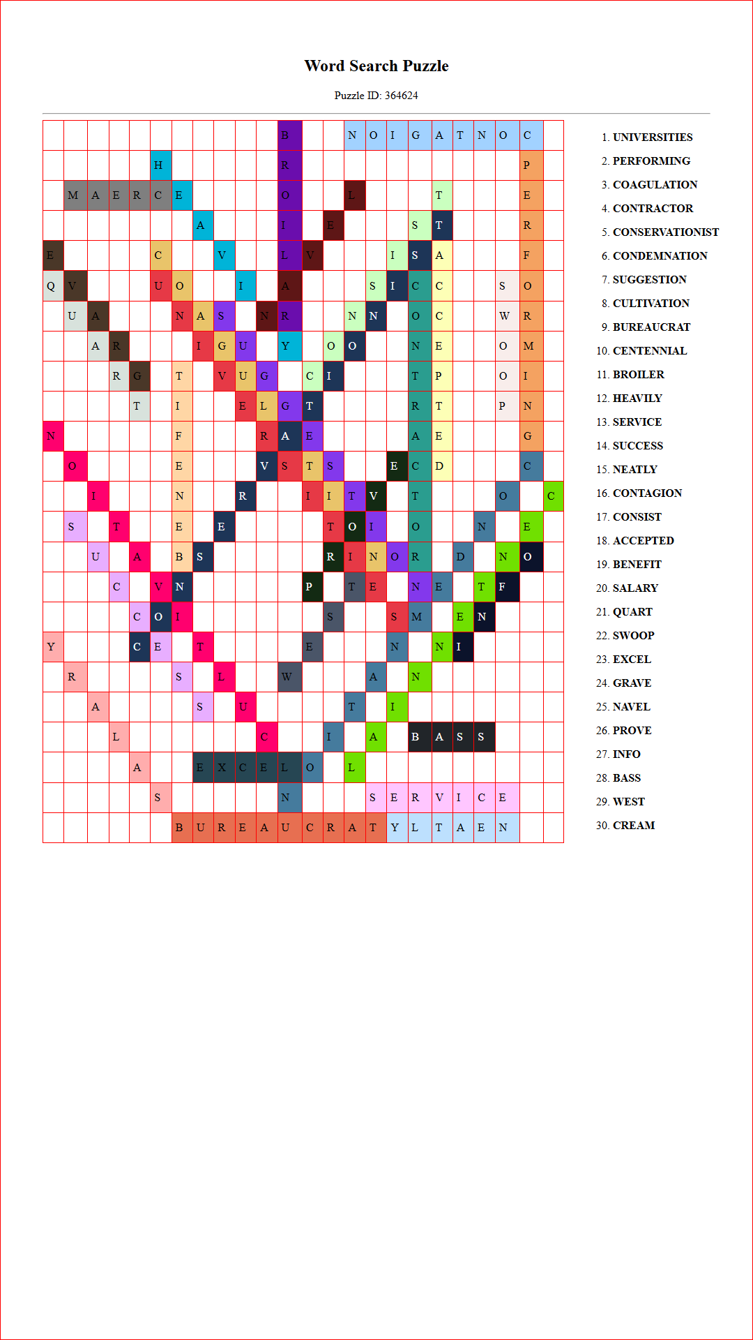 Solution of Printable word search puzzle for adults 140 (Puzzle id: 364624) Document