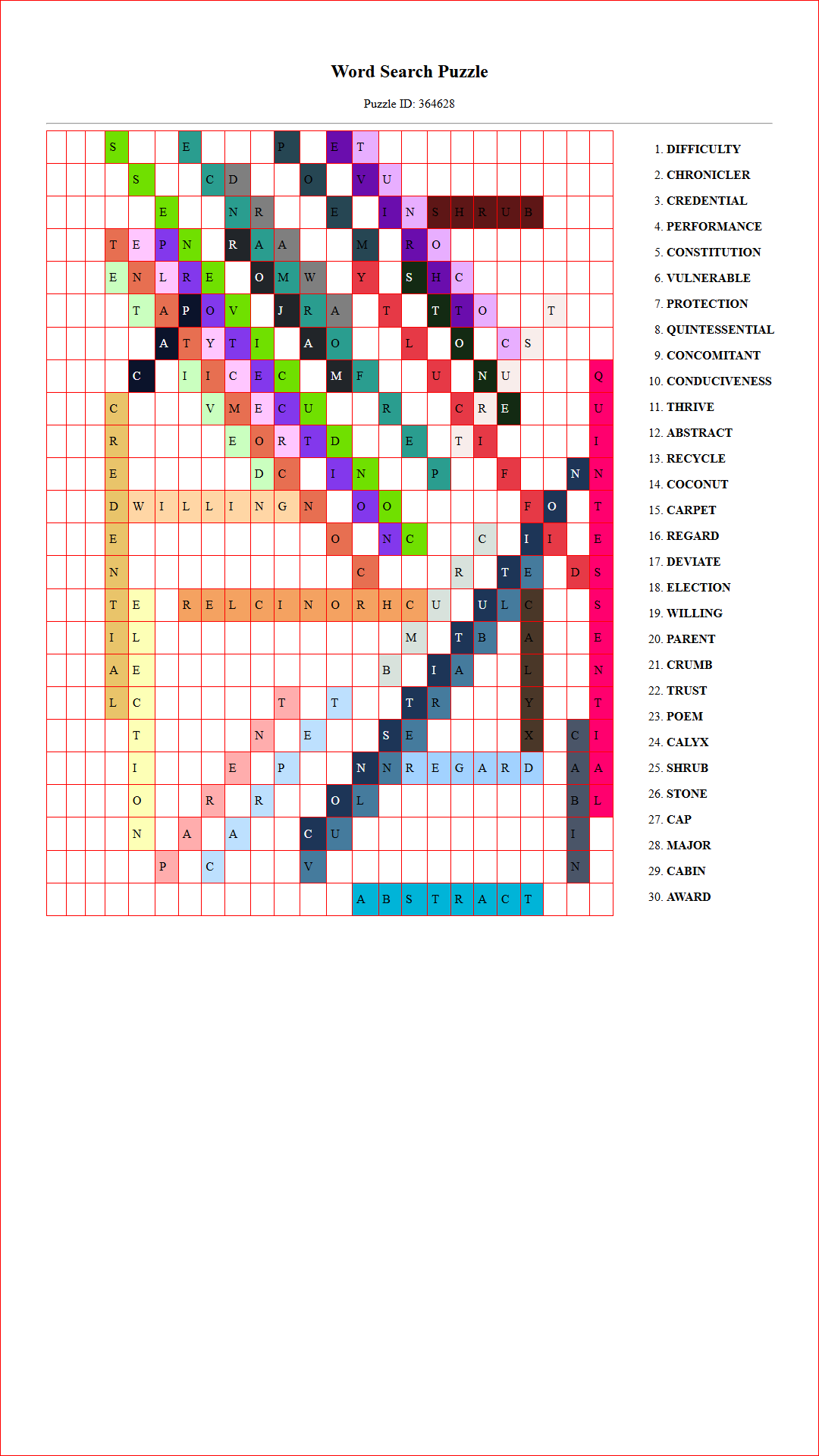 Solution of Printable word search puzzle for adults 511 (Puzzle id: 364628) Document