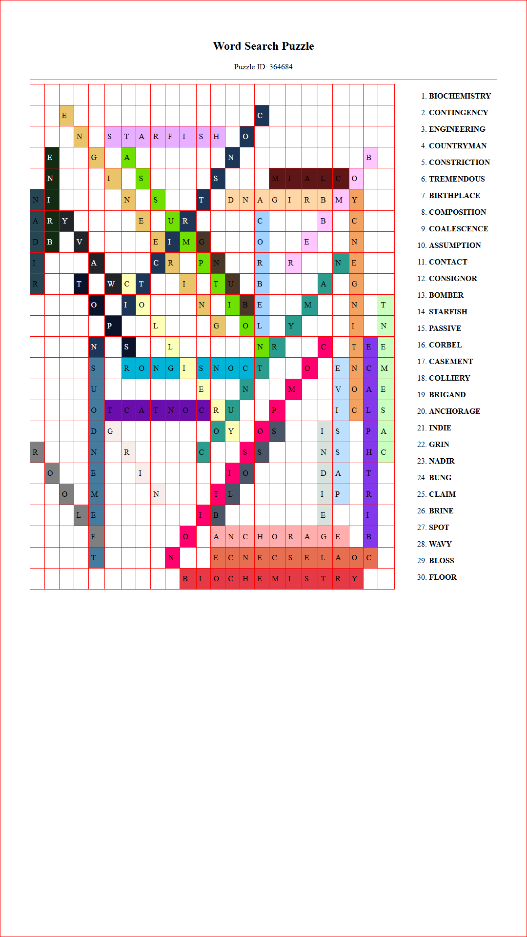 Solution of Printable word search puzzle for adults 251 (Puzzle id: 364684) Document