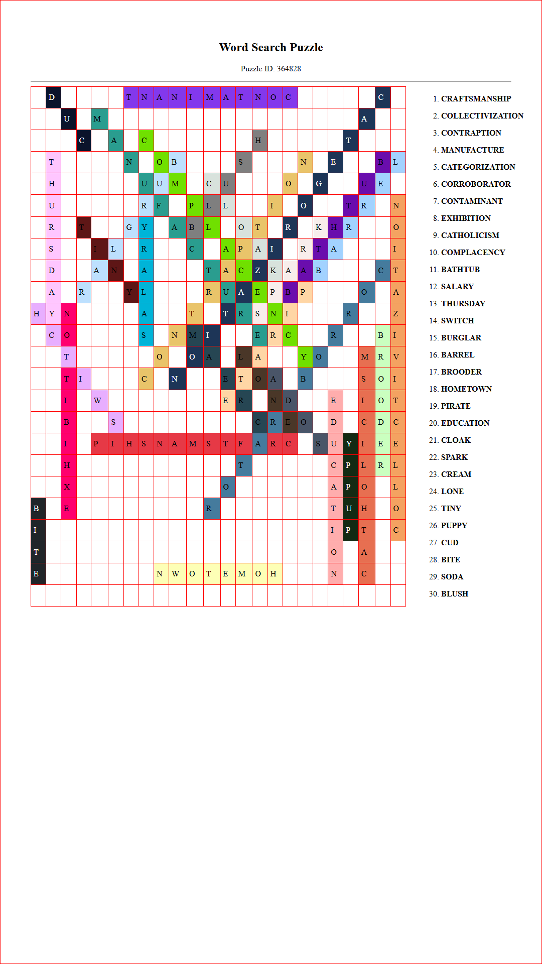 Solution of Printable word search puzzle for adults 302 (Puzzle id: 364828) Document