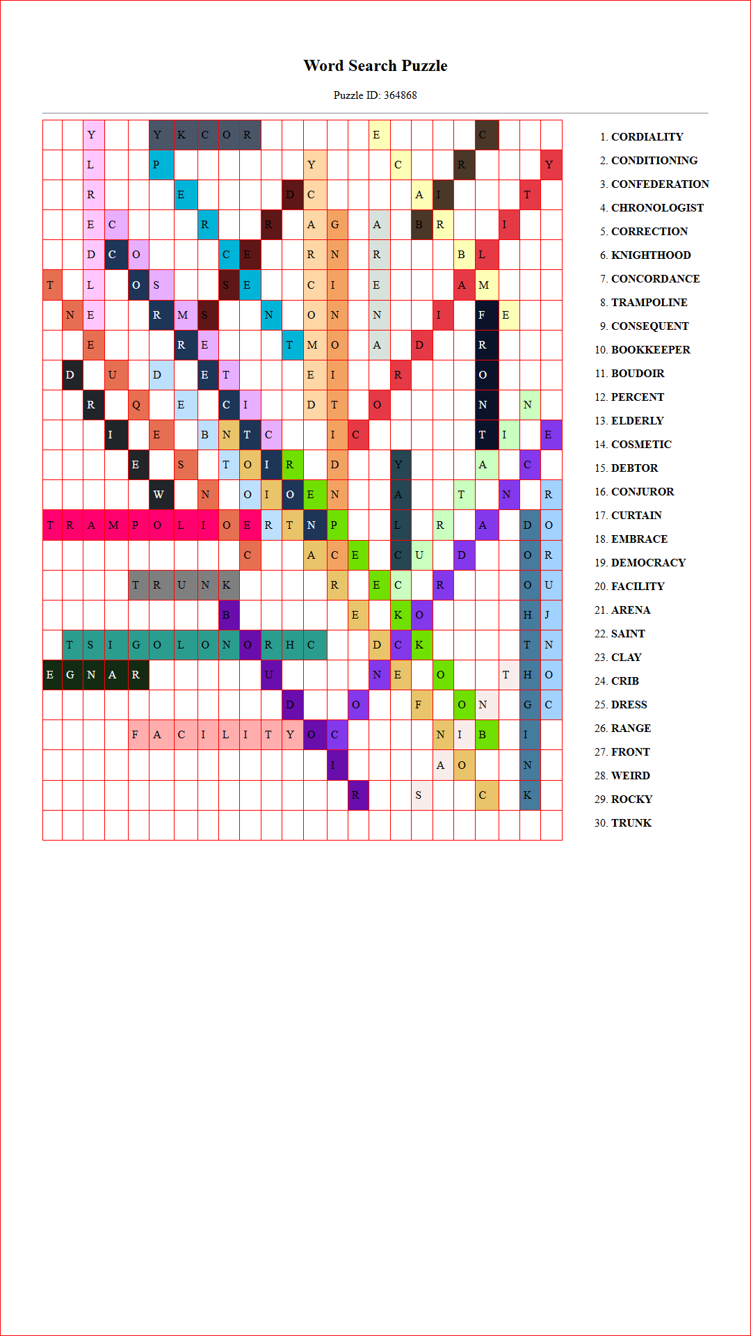 Solution of Printable word search puzzle for adults 261 (Puzzle id: 364868) Document