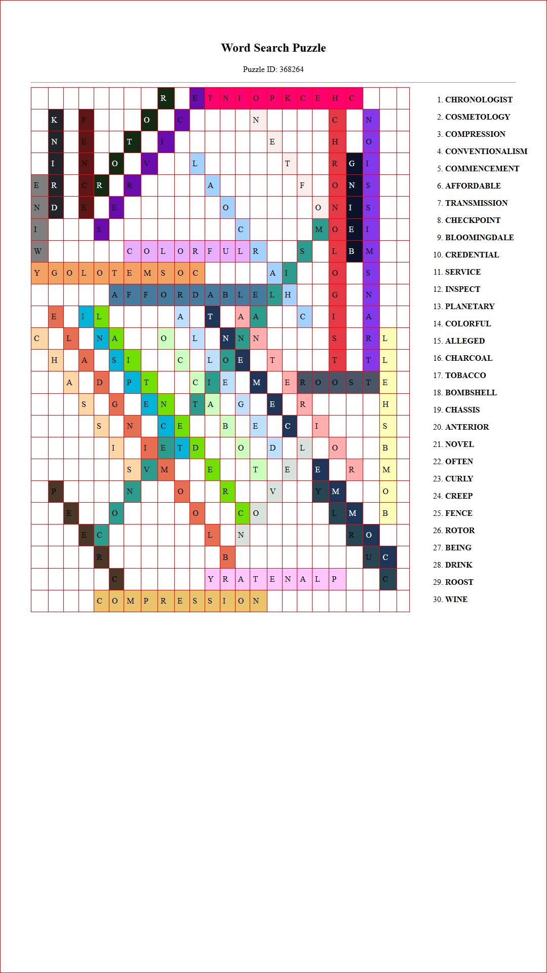 Solution of Printable word search puzzle for adults 330 (Puzzle id: 368264) Document