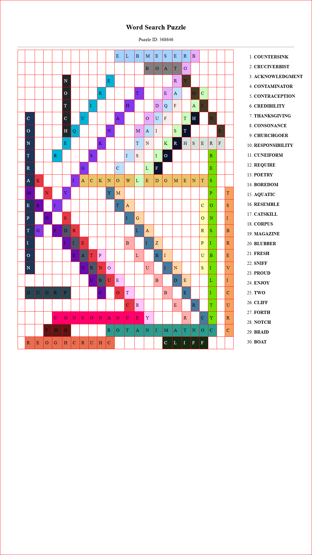 Solution of Printable word search puzzle for adults 21 (Puzzle id: 368646) Document