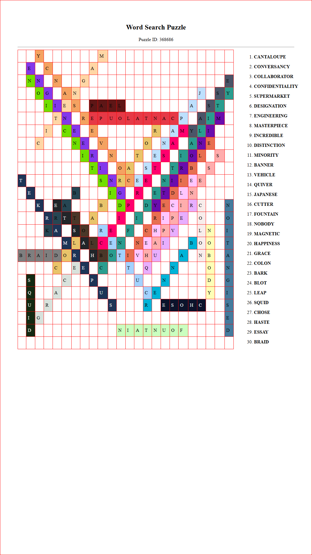 Solution of Printable word search puzzle for adults 103 (Puzzle id: 368686) Document