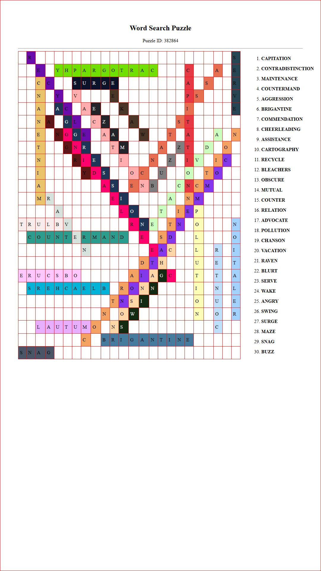 Solution of Printable word search puzzle for adults 464 (Puzzle id: 382864) Document