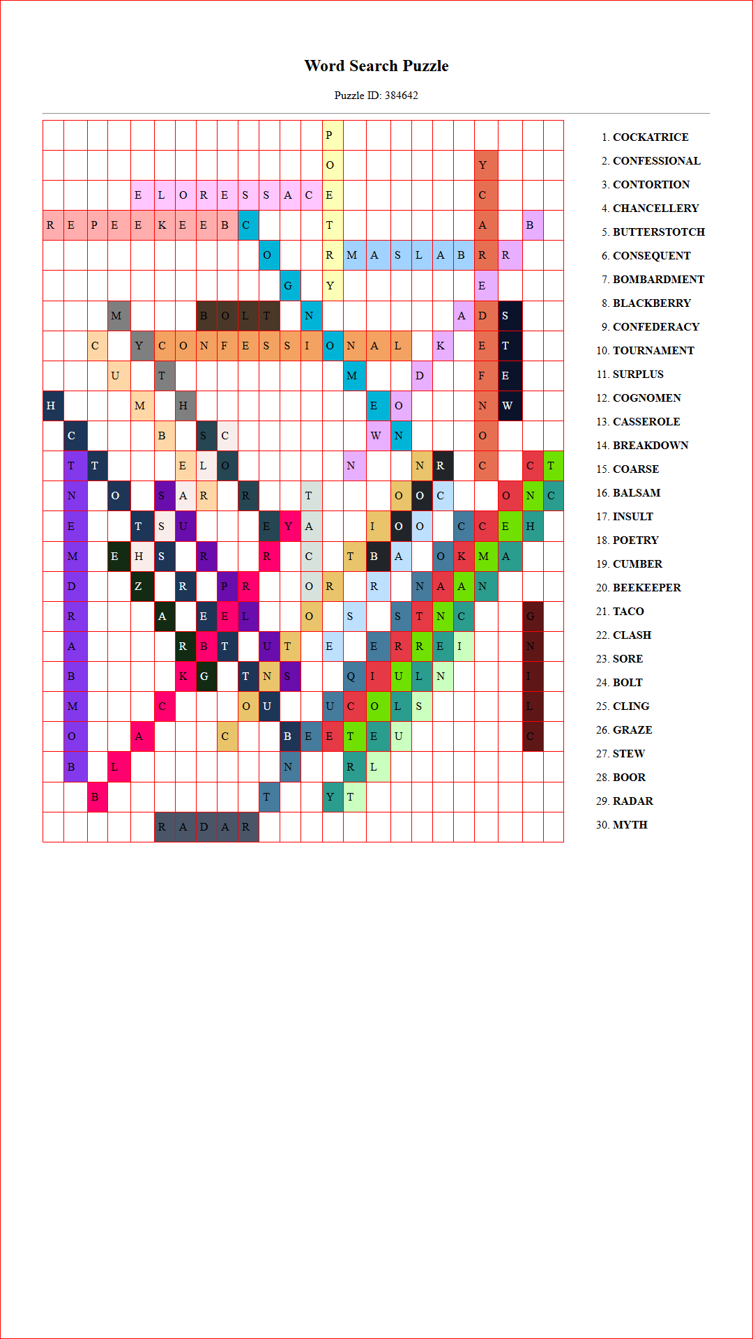 Solution of Printable word search puzzle for adults 221 (Puzzle id: 384642) Document
