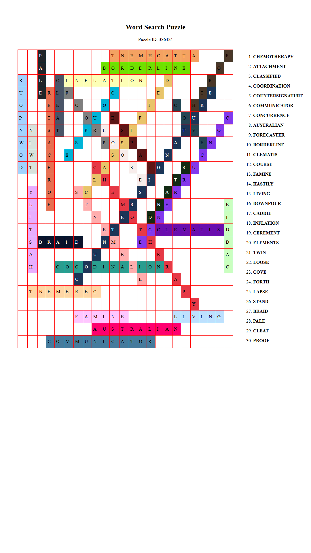 Solution of Printable word search puzzle for adults 89 (Puzzle id: 386424) Document