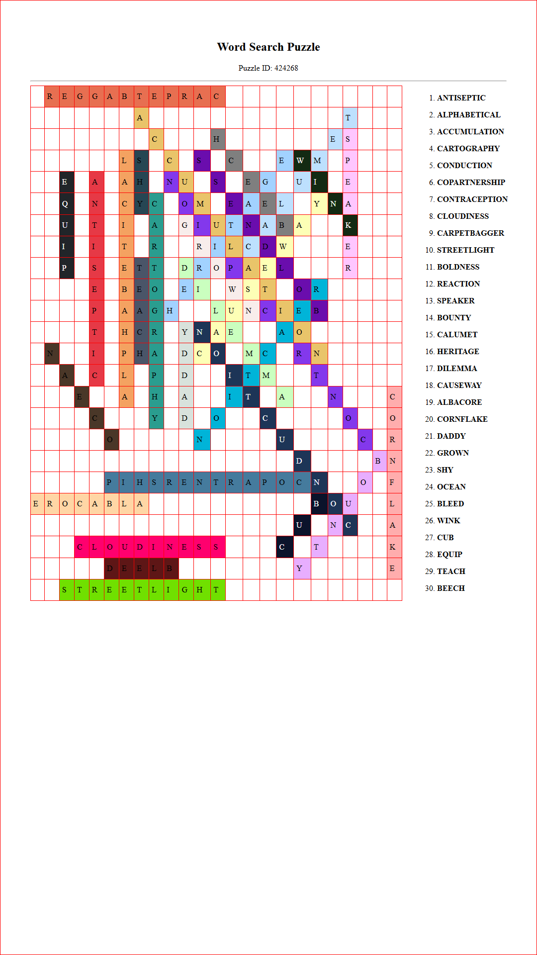 Solution of Printable word search puzzle for adults 303 (Puzzle id: 424268) Document