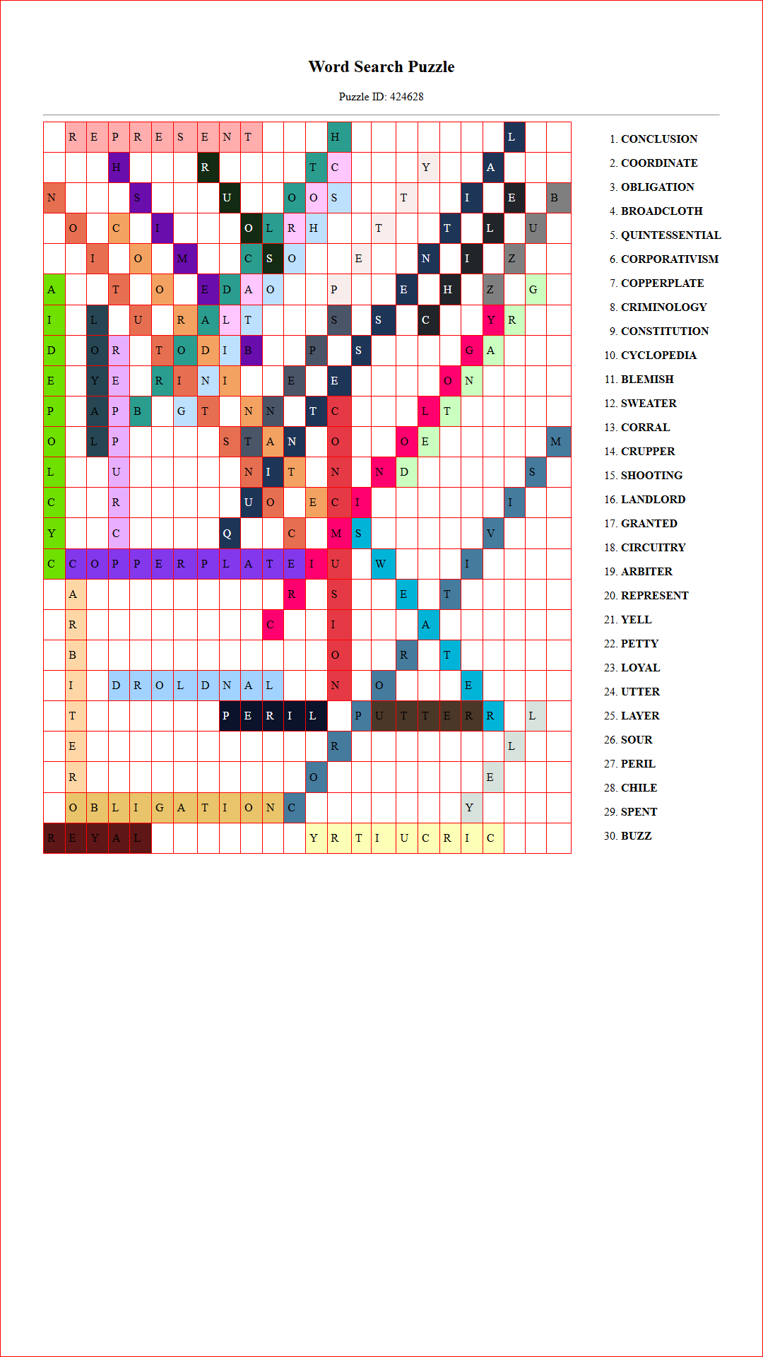 Solution of Printable word search puzzle for adults 255 (Puzzle id: 424628) Document