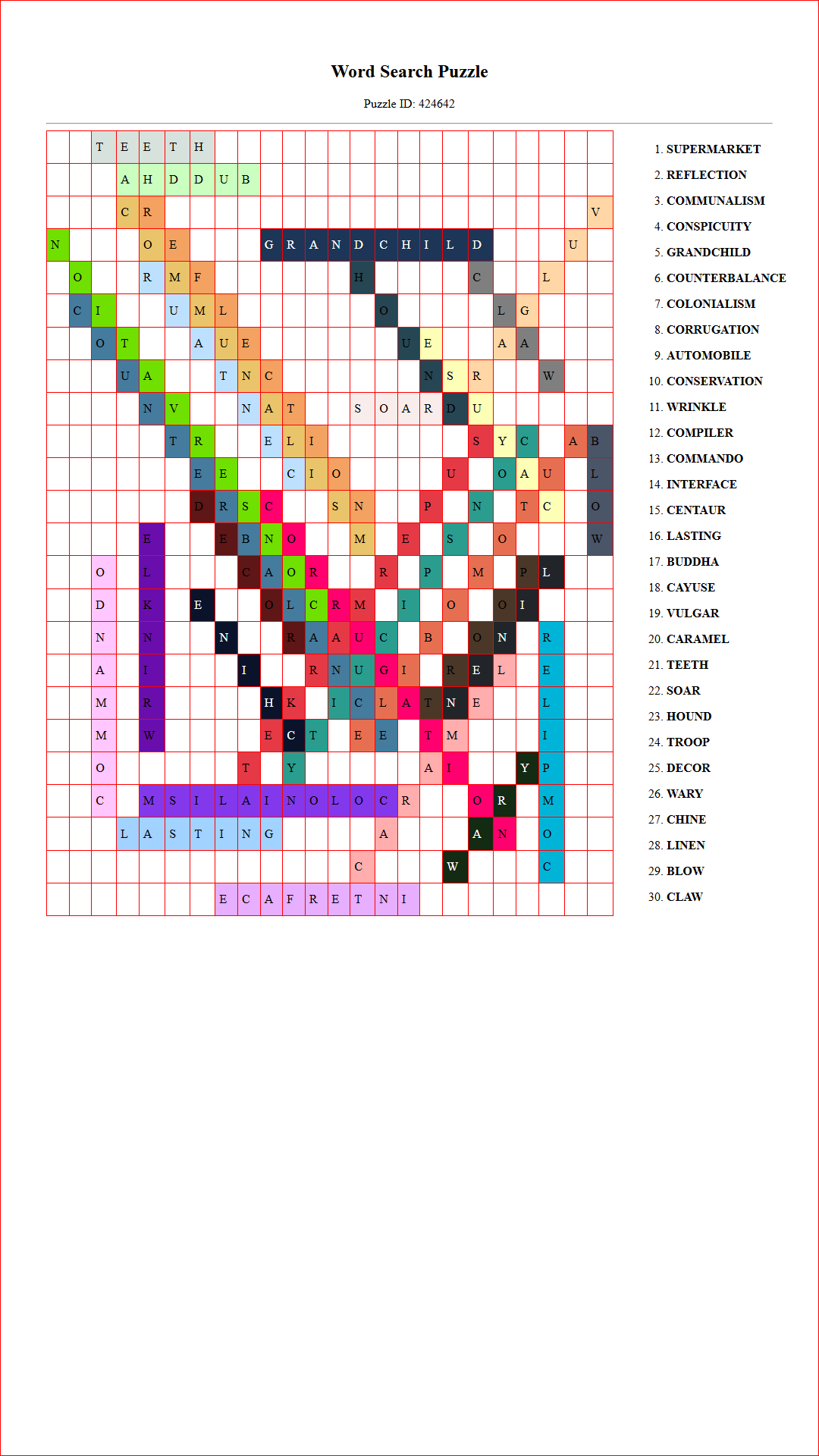 Solution of Printable word search puzzle for adults 467 (Puzzle id: 424642) Document