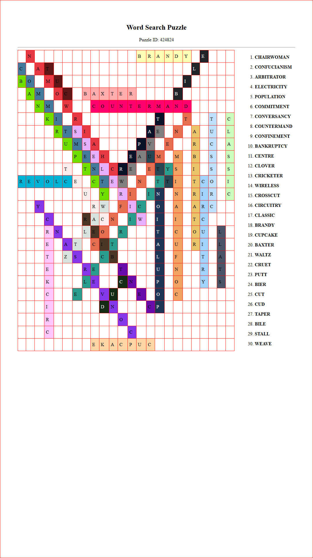 Solution of Printable word search puzzle for adults 184 (Puzzle id: 424824) Document