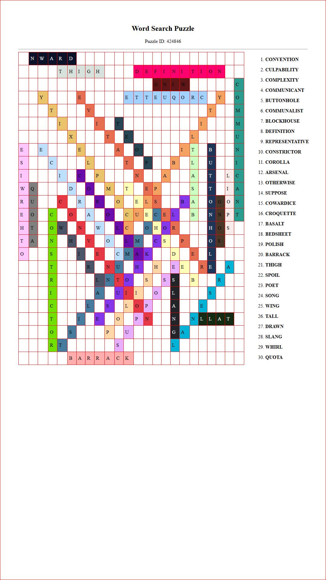 Solution of Printable word search puzzle for adults 501 (Puzzle id: 424846) Document