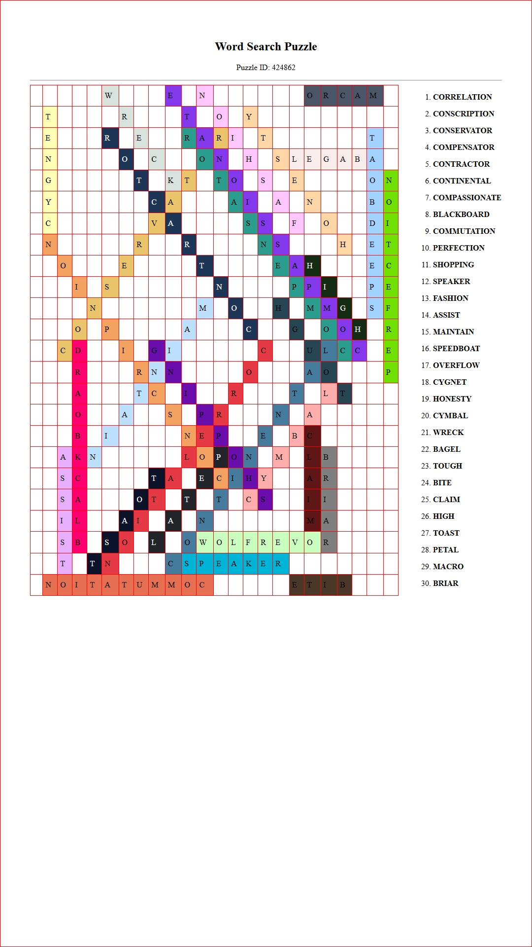 Solution of Printable word search puzzle for adults 273 (Puzzle id: 424862) Document