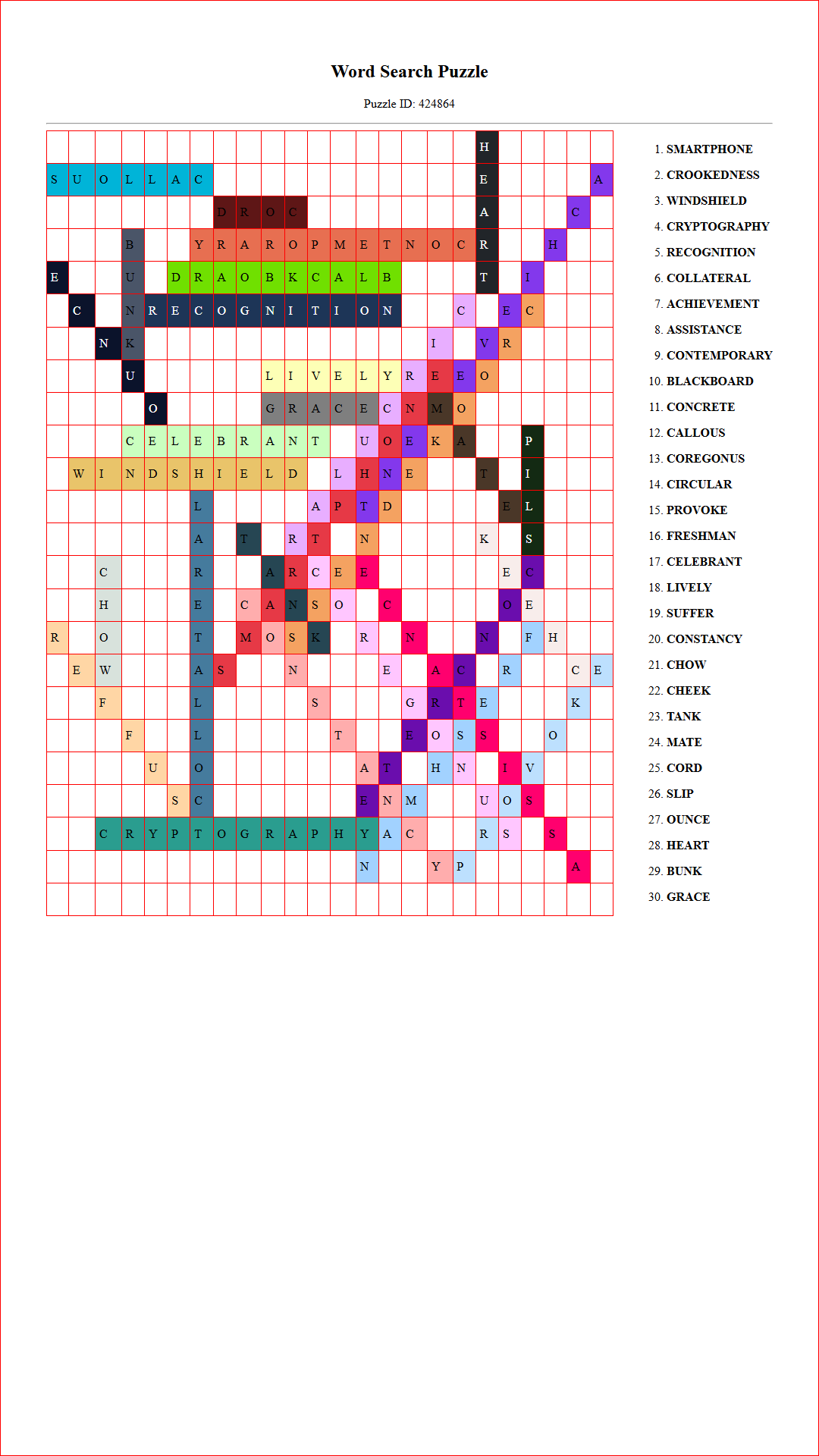 Solution of Printable word search puzzle for adults 238 (Puzzle id: 424864) Document