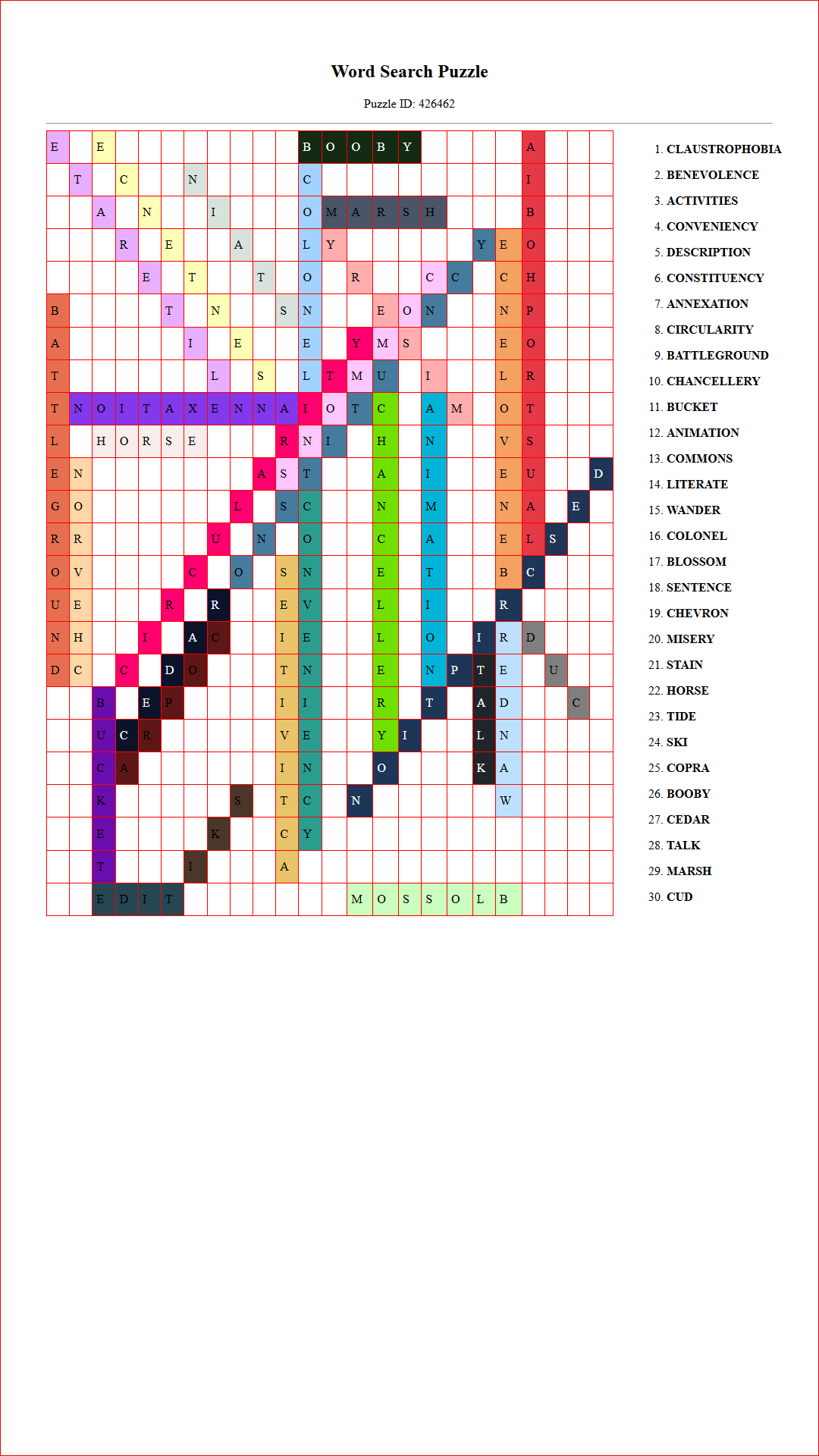Solution of Printable word search puzzle for adults 401 (Puzzle id: 426462) Document