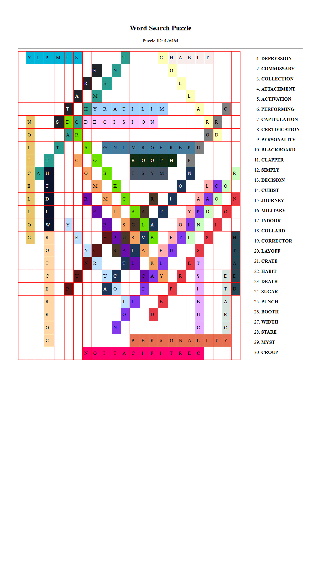 Solution of Printable word search puzzle for adults 4 (Puzzle id: 426464) Document