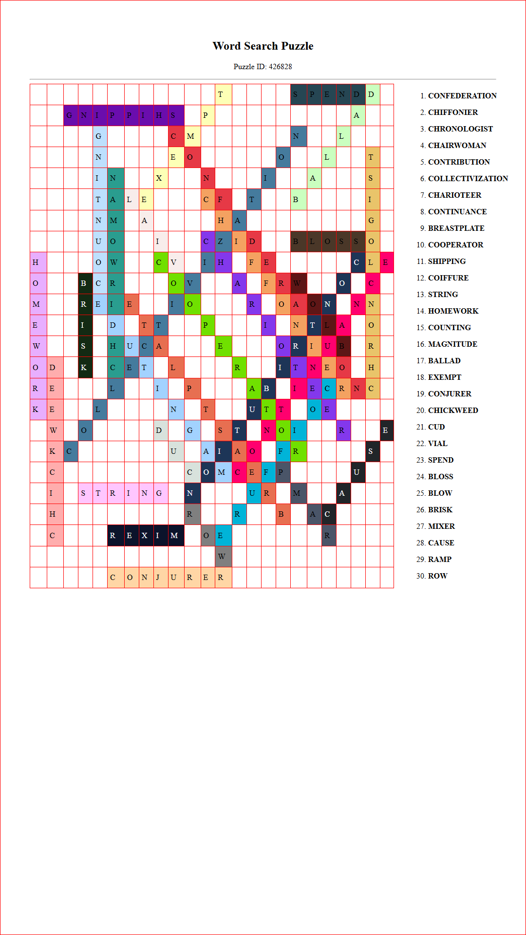 Solution of Printable word search puzzle for adults 147 (Puzzle id: 426828) Document