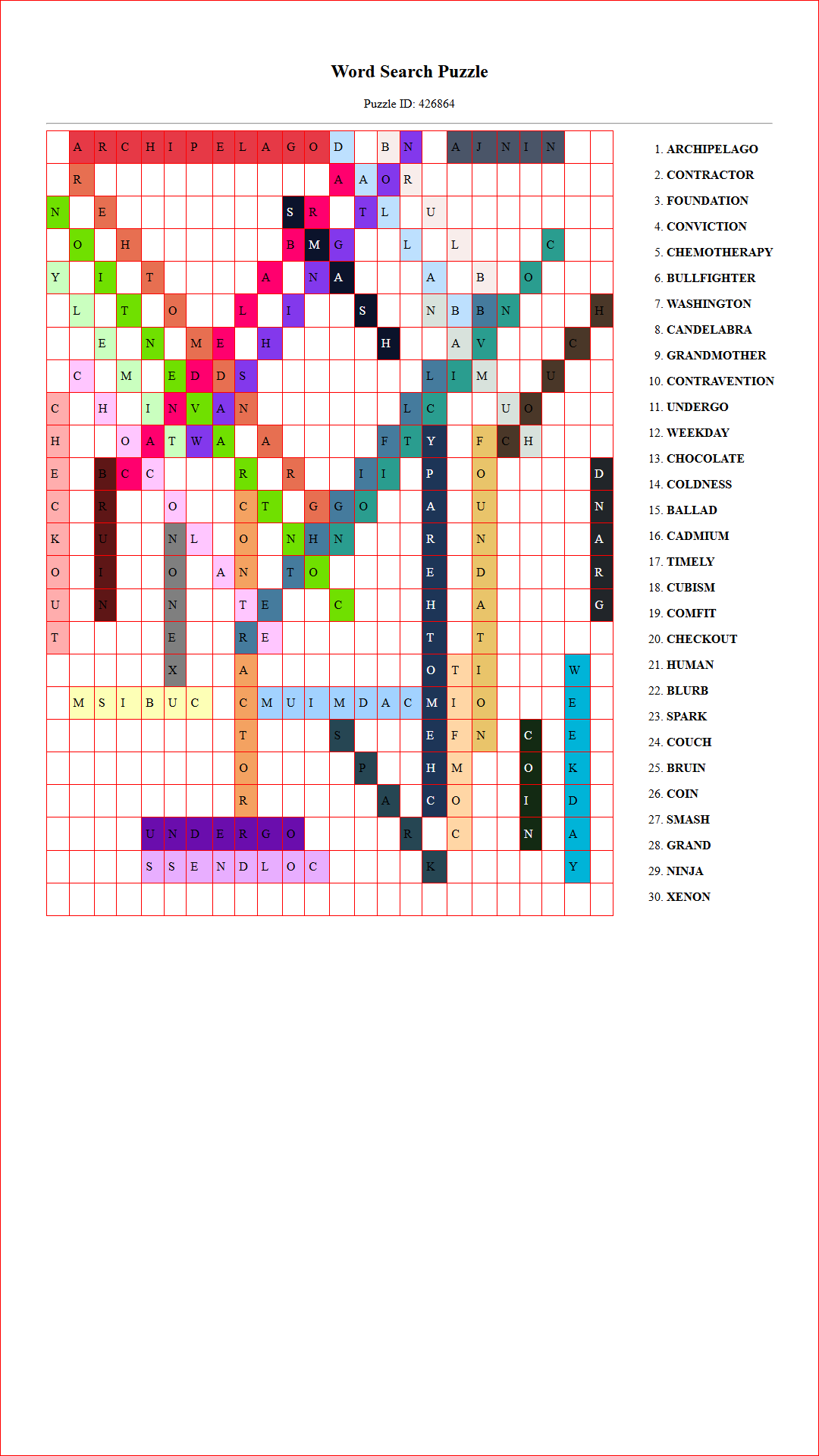 Solution of Printable word search puzzle for adults 208 (Puzzle id: 426864) Document