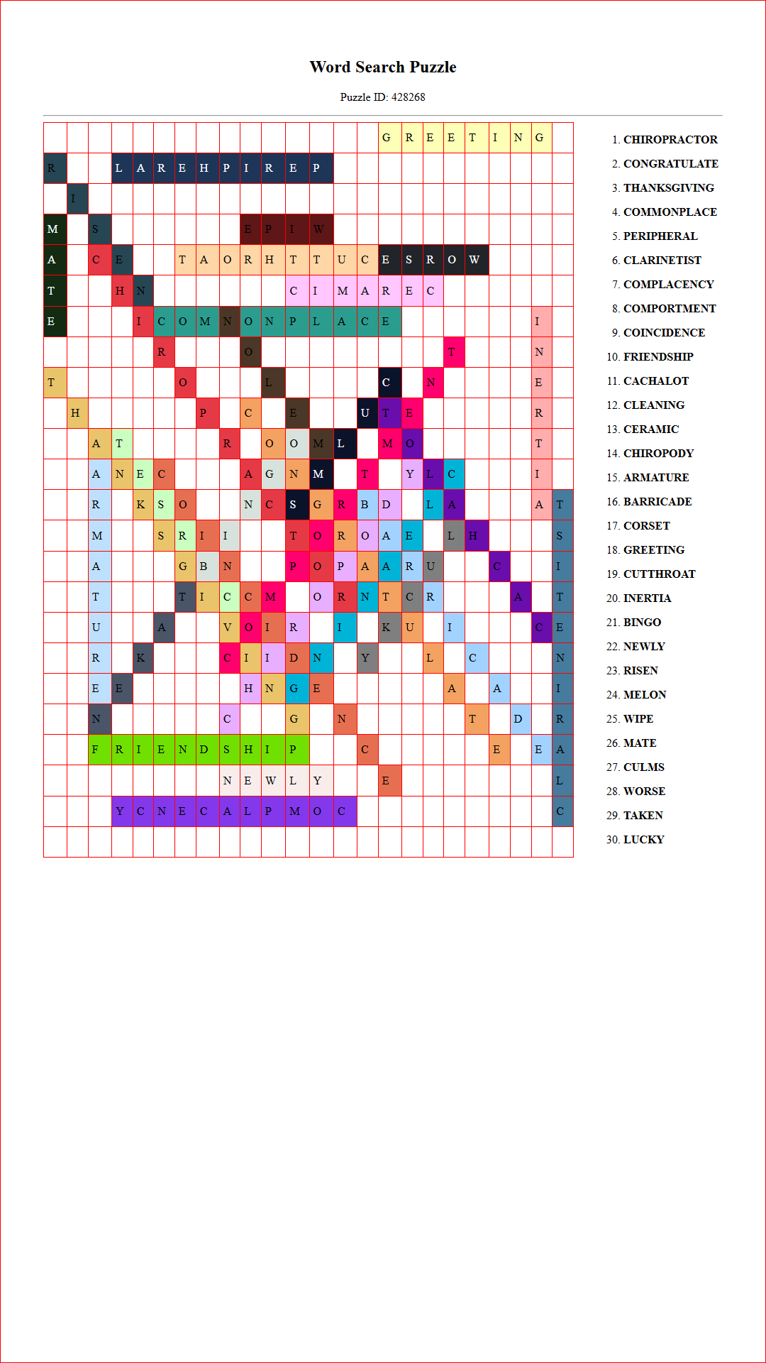Solution of Printable word search puzzle for adults 245 (Puzzle id: 428268) Document
