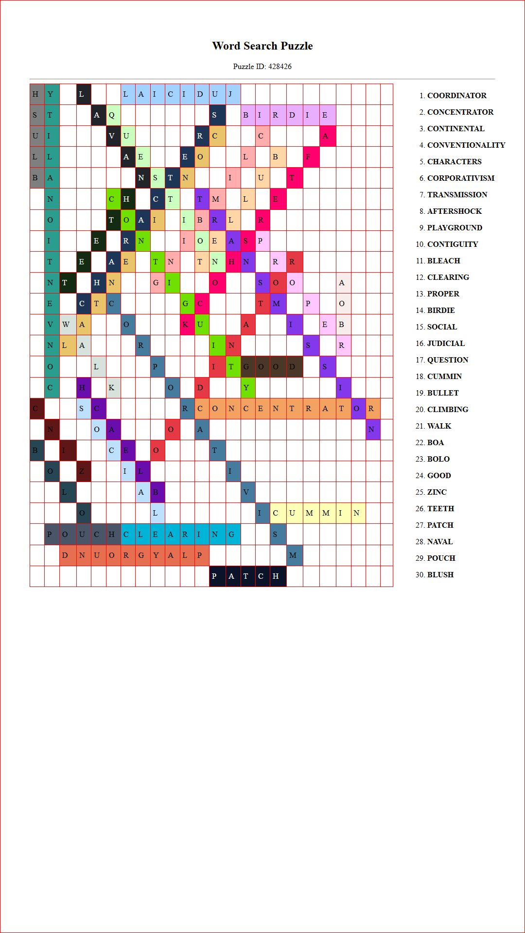 Solution of Printable word search puzzle for adults 384 (Puzzle id: 428426) Document