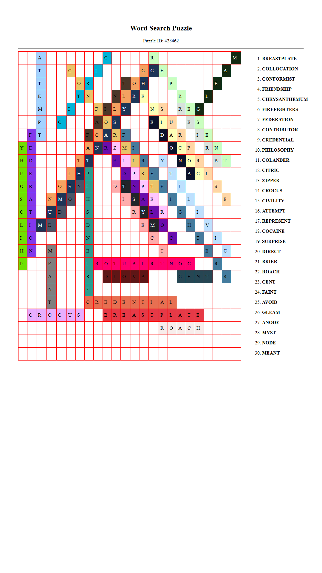 Solution of Printable word search puzzle for adults 7 (Puzzle id: 428462) Document