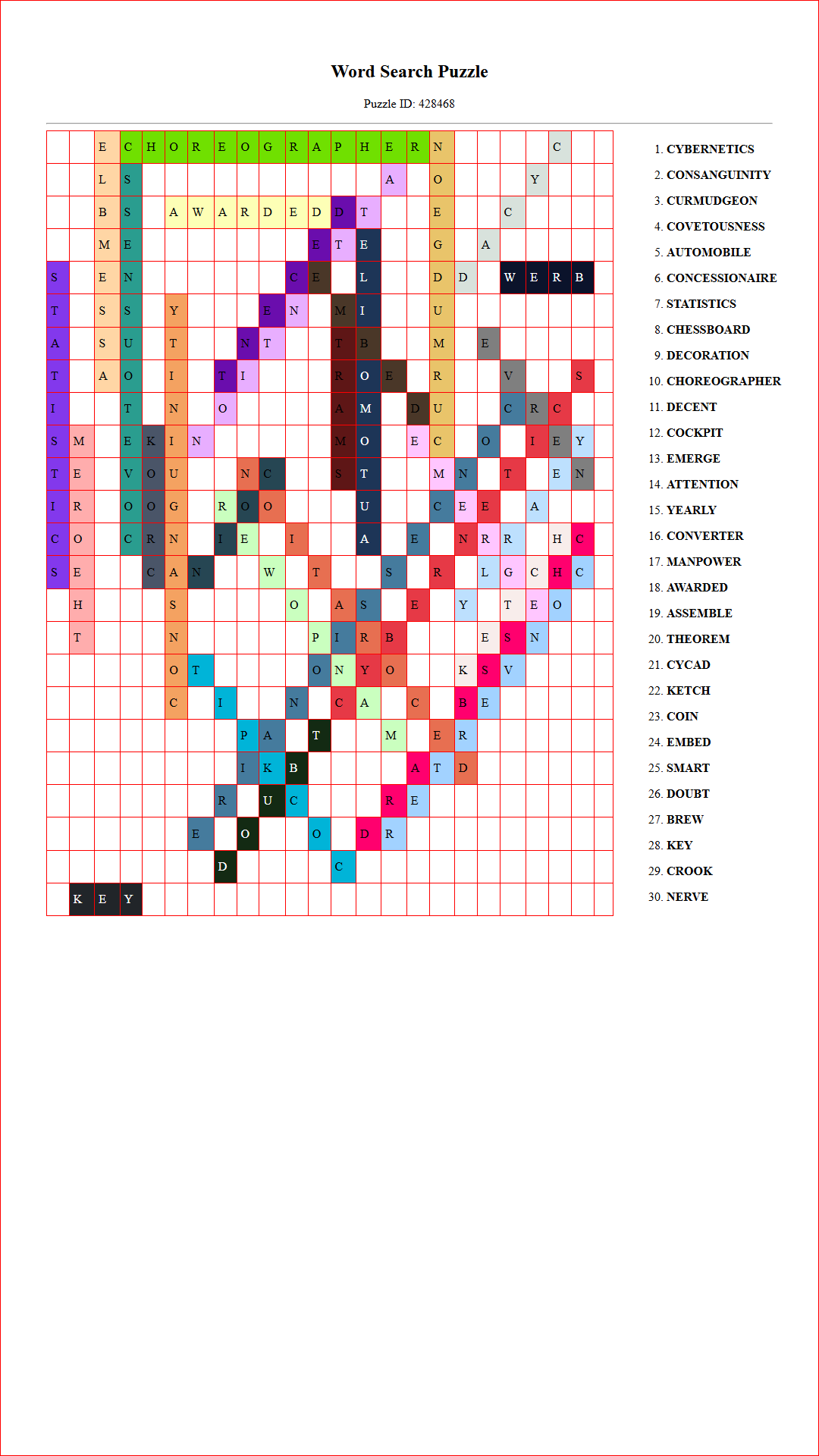 Solution of Printable word search puzzle for adults 119 (Puzzle id: 428468) Document