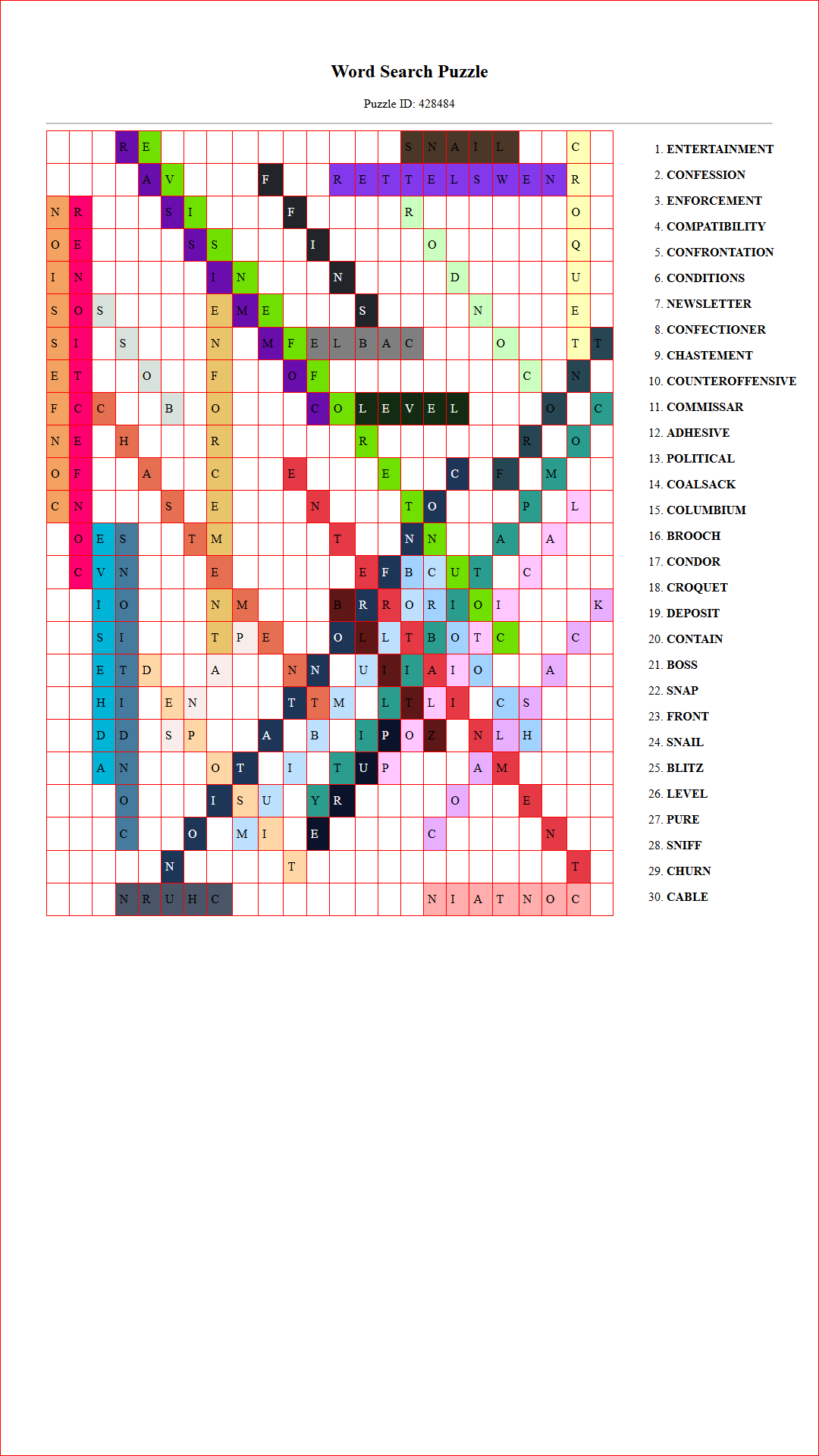 Solution of Printable word search puzzle for adults 483 (Puzzle id: 428484) Document