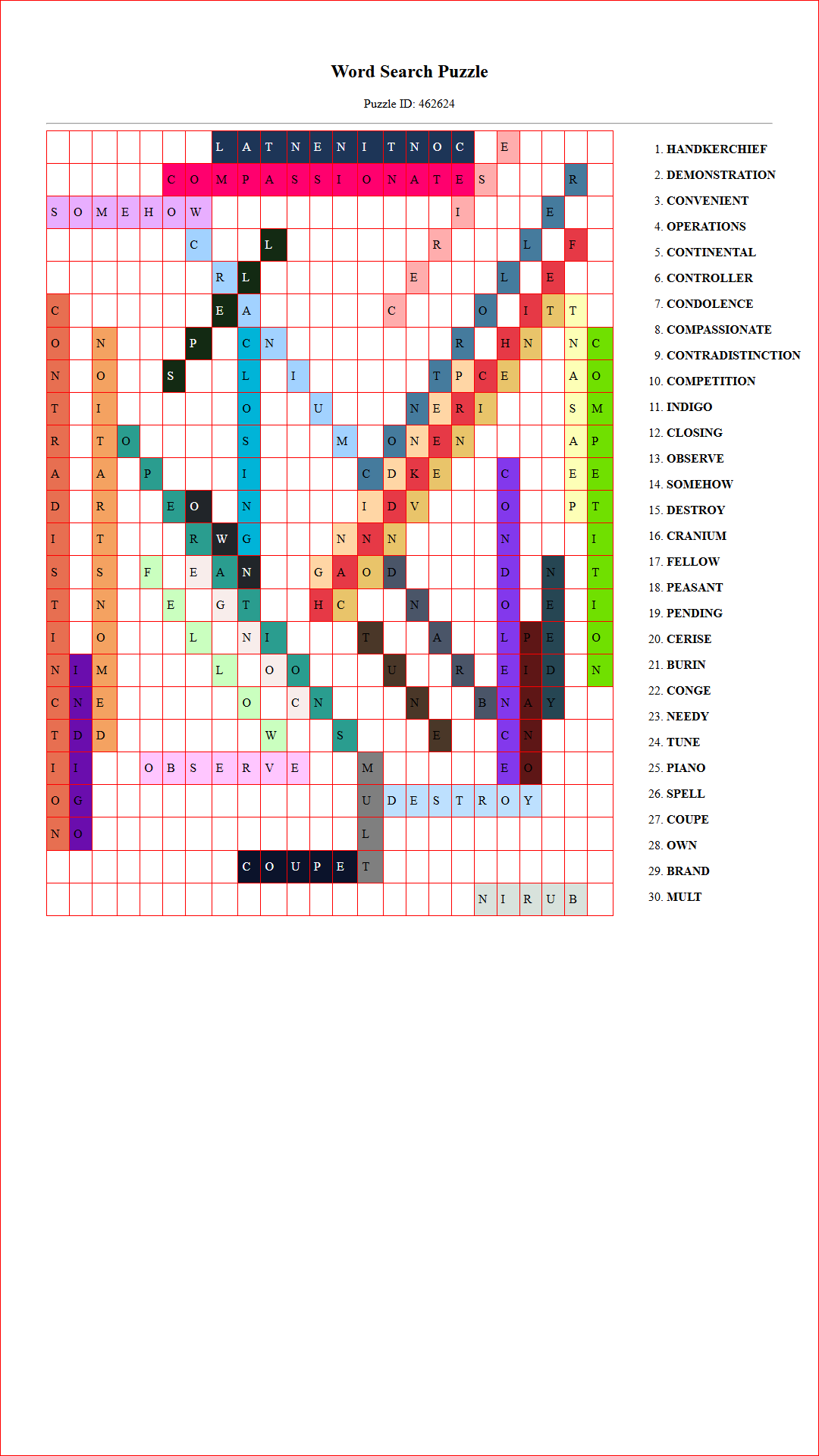 Solution of Printable word search puzzle for adults 24 (Puzzle id: 462624) Document