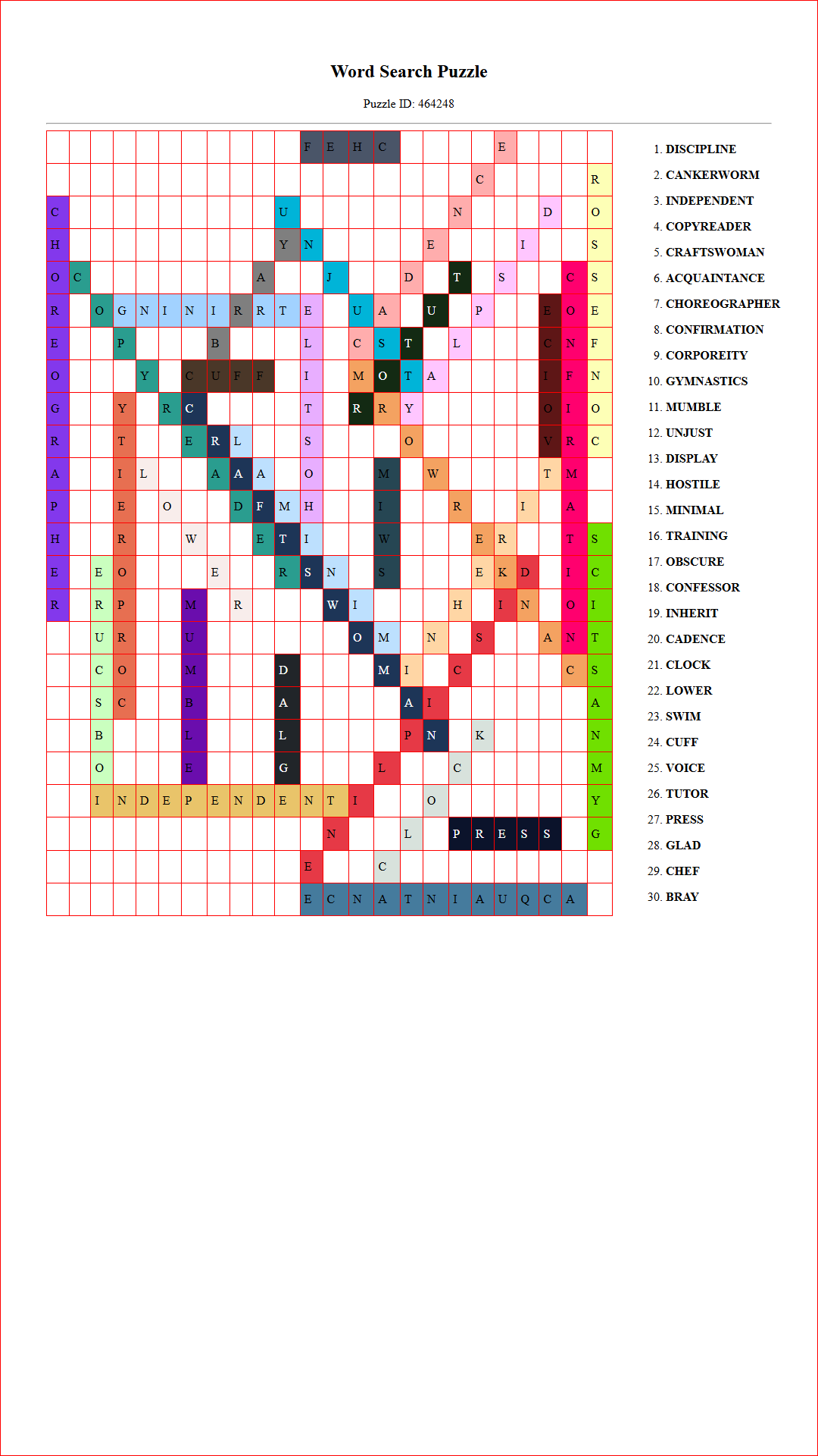 Solution of Printable word search puzzle for adults 206 (Puzzle id: 464248) Document