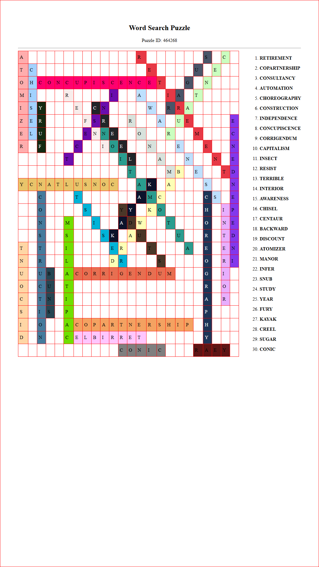 Solution of Printable word search puzzle for adults 45 (Puzzle id: 464268) Document