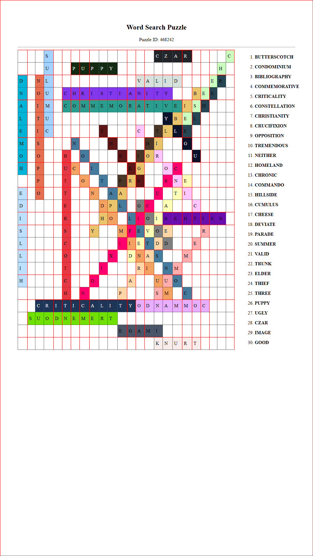 Solution of Printable word search puzzle for adults 17 (Puzzle id: 468242) Document
