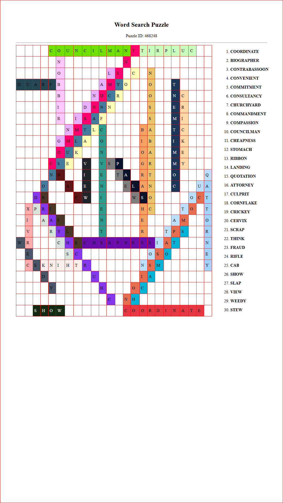 Solution of Printable word search puzzle for adults 324 (Puzzle id: 468248) Document